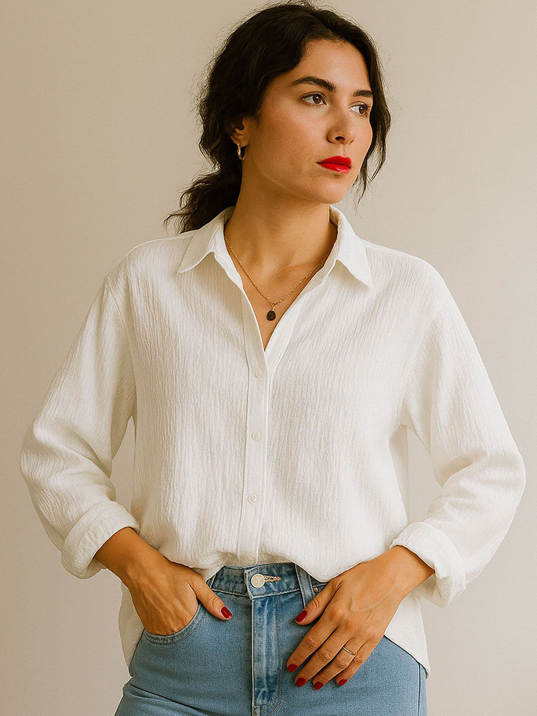 Eyolf Textured Regular Fit Opaque Spread Collar Shirt