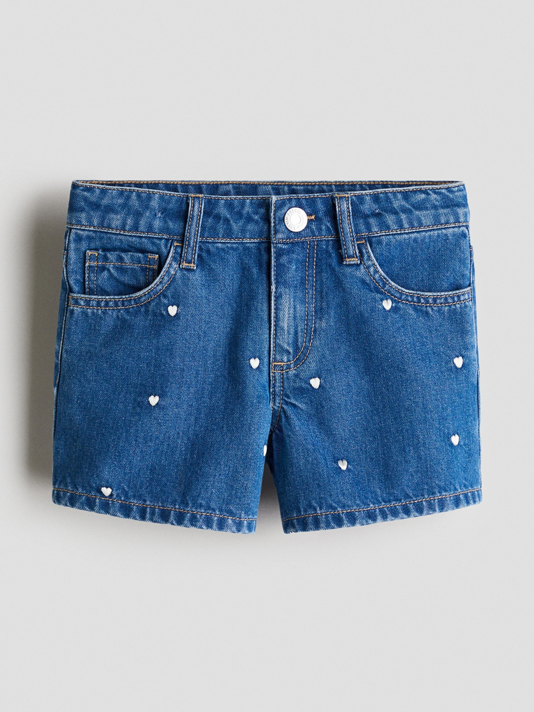 H&M Girls Embroidery-detail denim shorts
