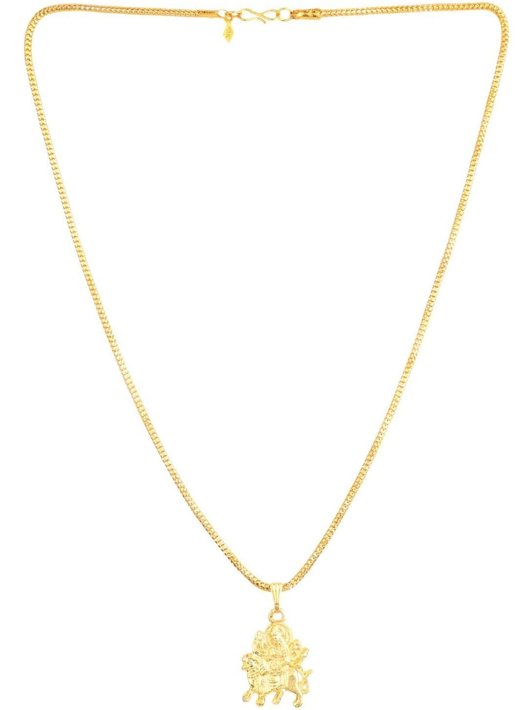 Rashifaashion Unisex Stainless Steel Stones Studded Laxmi Mata Ji Pendant With Chain