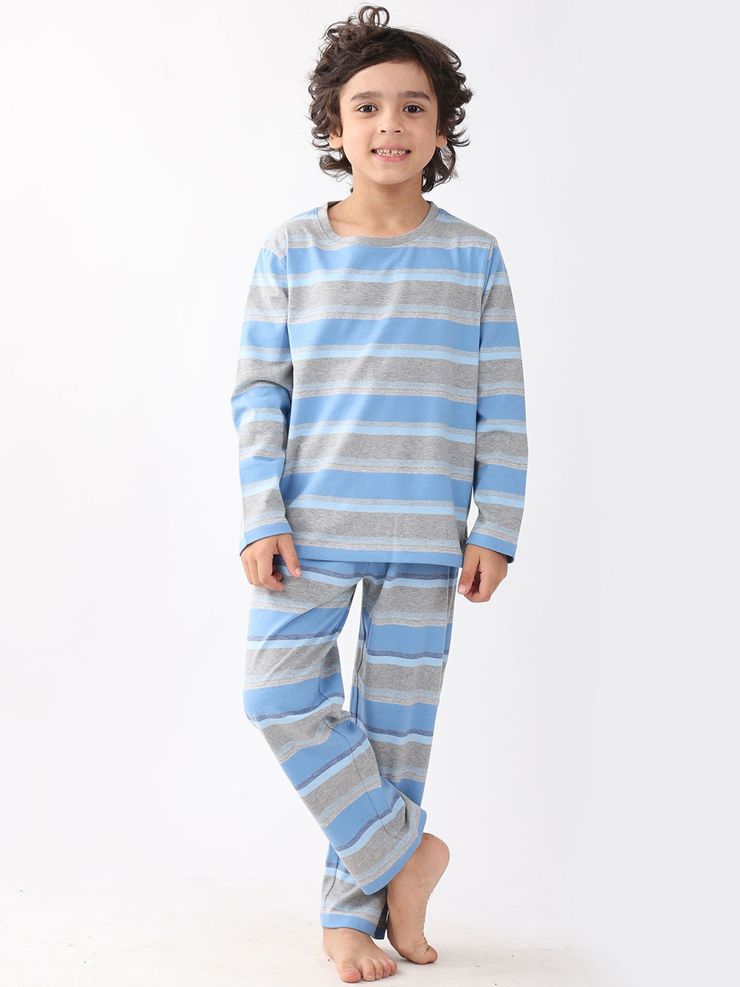 Anthrilo Boys Pure Cotton Striped Pyjama Set Night Suit