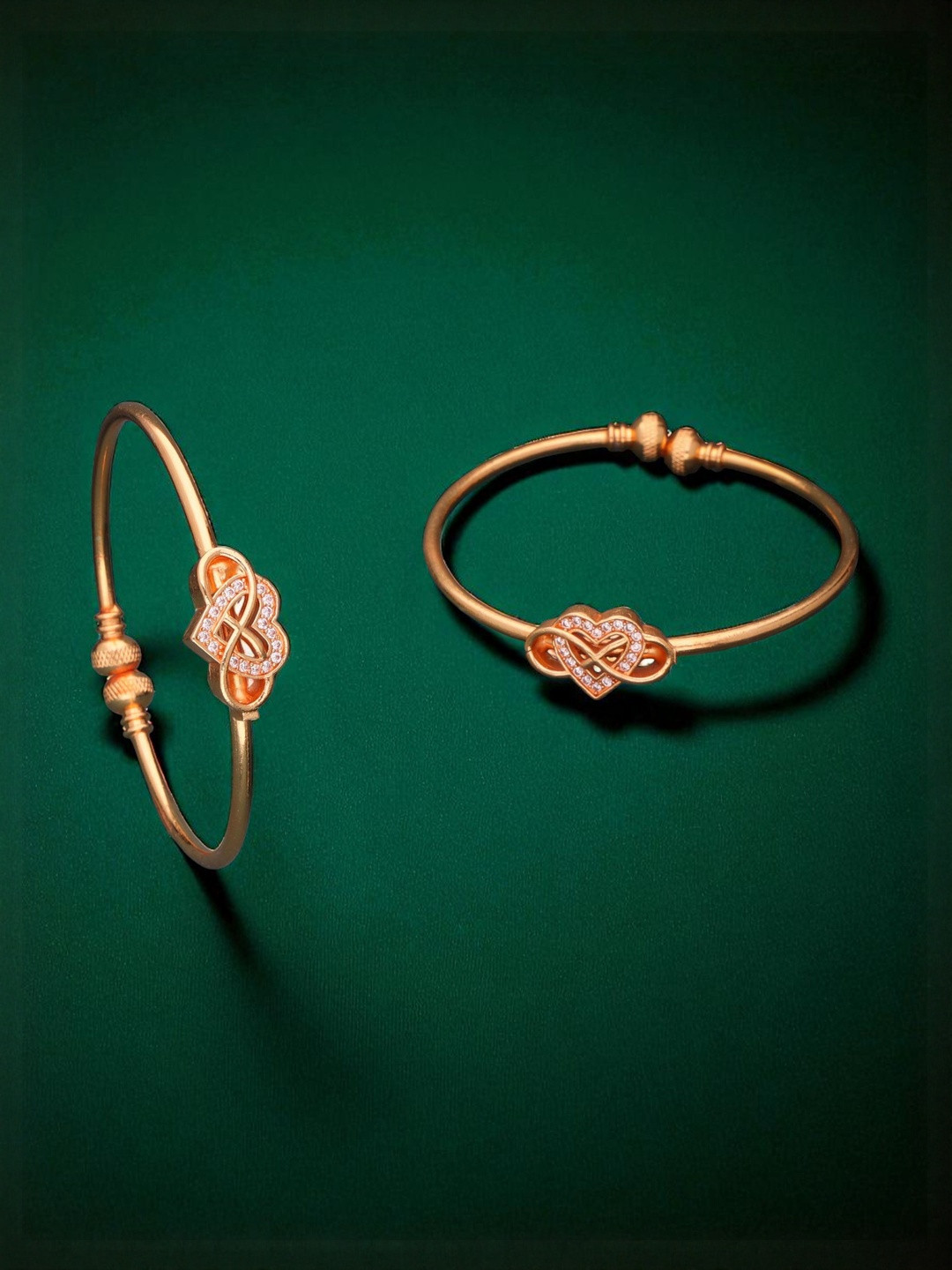 DIVASTRI Set Of 2 Gold-Plated American Diamond Studded Bangles