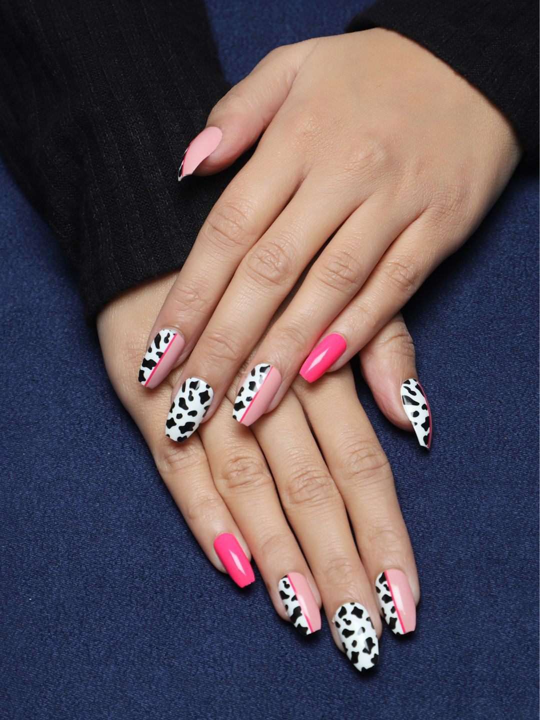 LICK 12 Pcs Nude French Tips Artificial Reusable Press On Nails With Application Kit