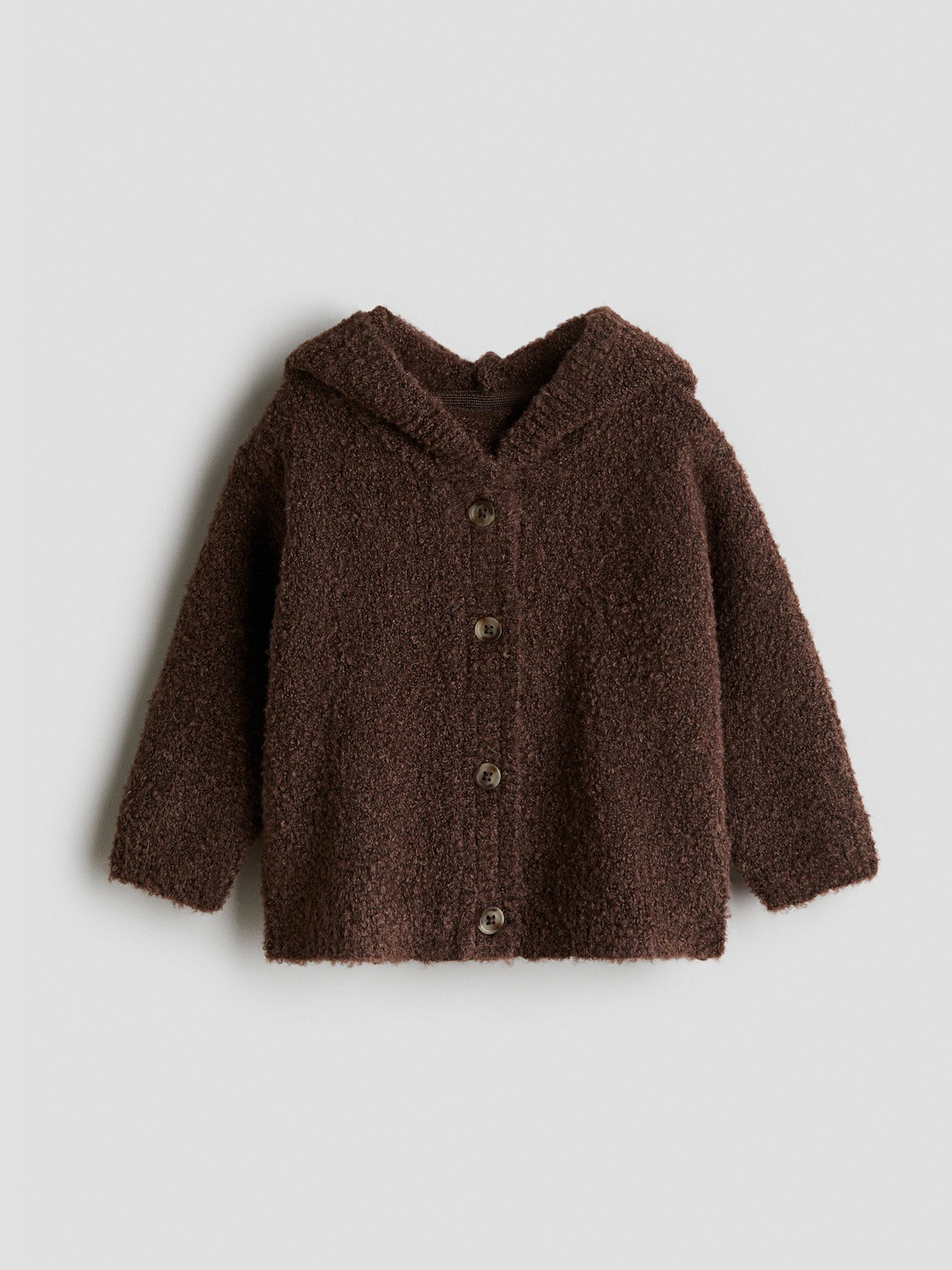 H&M Hooded Boucl-Knit Cardigan