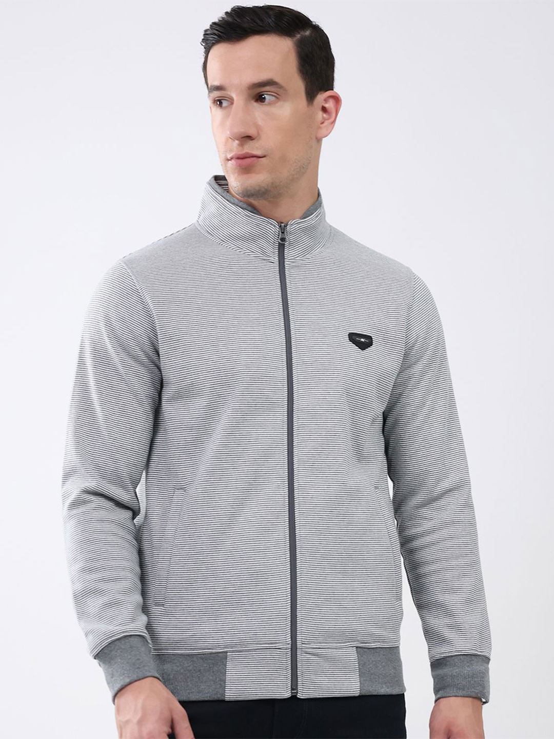 Monte Carlo Men's Solid Mock Neck Full Sleeve Sweatshirt