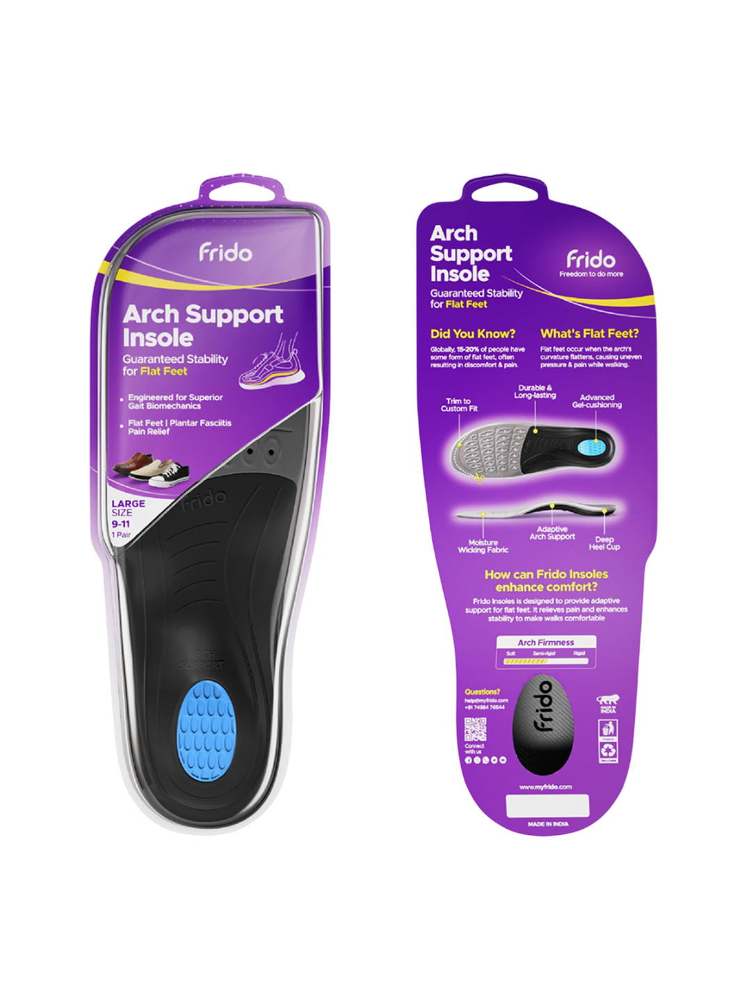 FRIDO Rigid Arch Support Insoles For Flat Feet