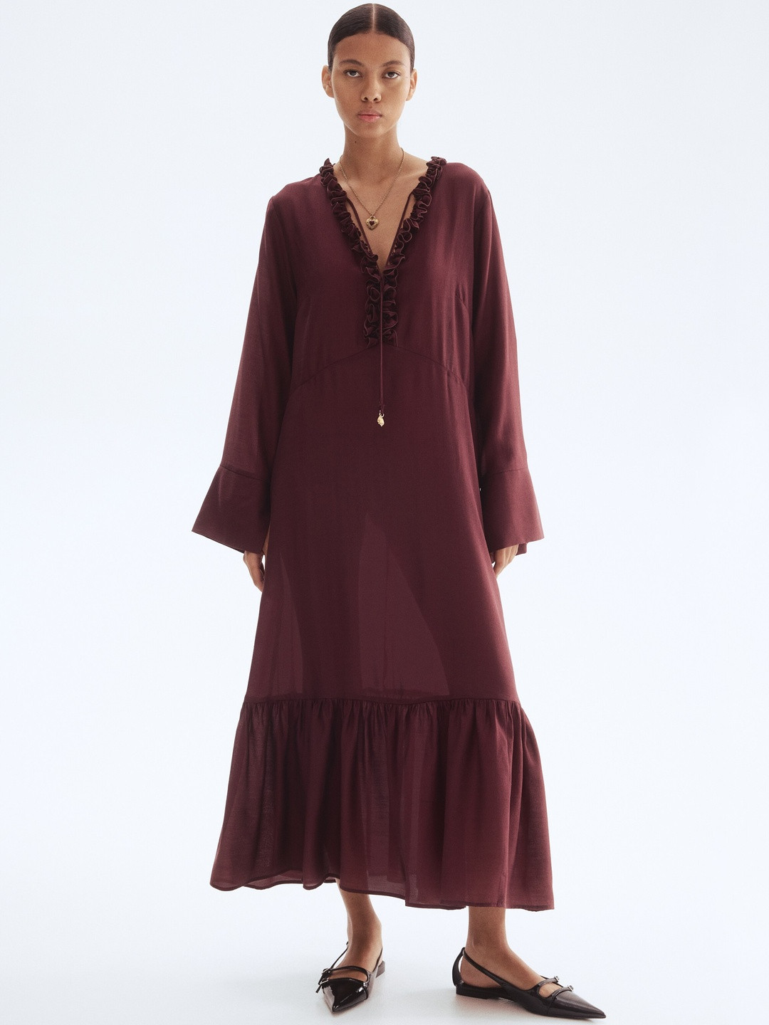 H&M Women Ruffle-Trim Maxi Dress