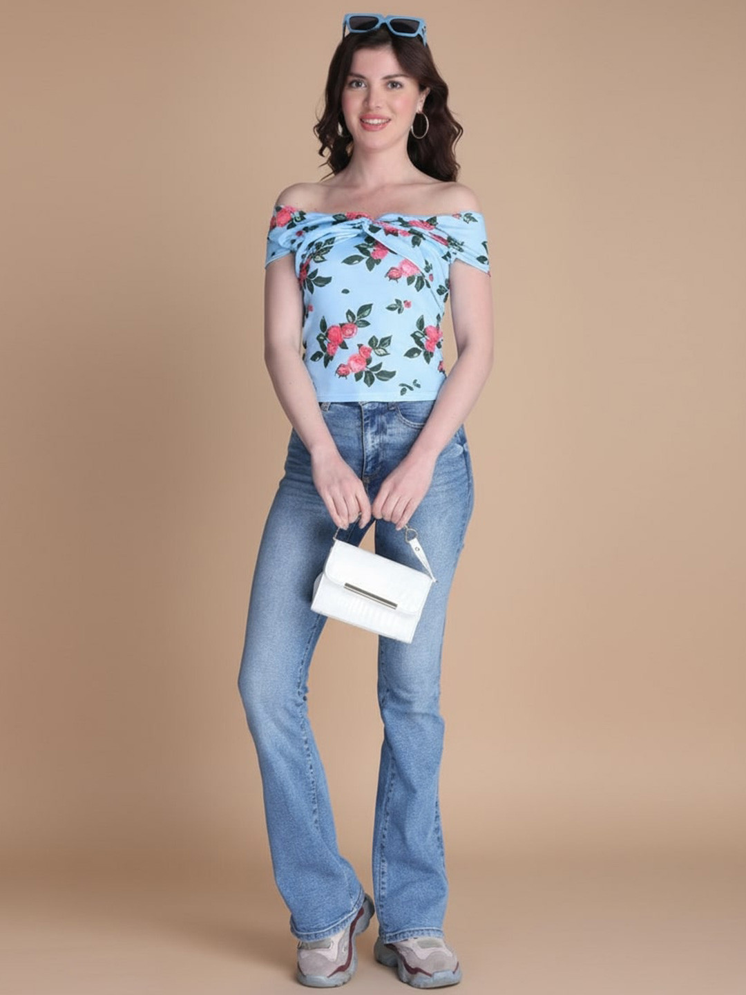 R.Code by The Roadster Life Co. Women  Floral Print Off-Shoulder Crop Top