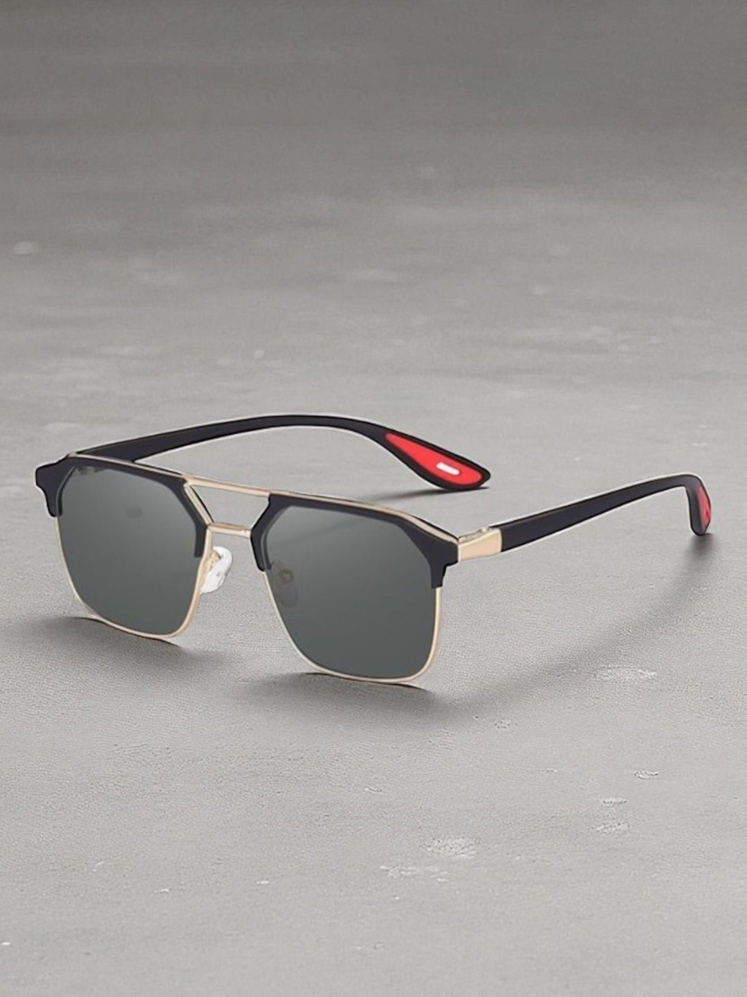 SPADEACES Unisex Square Sunglasses with UV Protected Lens GOLD BLACK FINAL-3