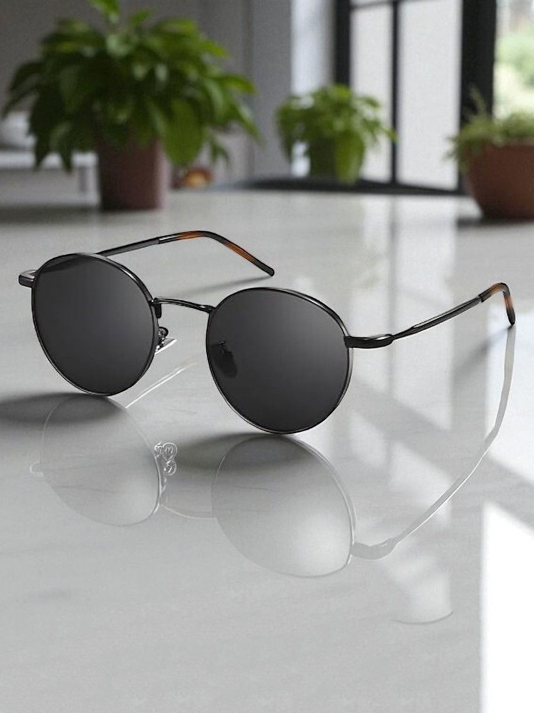 SPADEACES Unisex Round Sunglasses with UV Protected Lens FULL BLACK PENTO-2-