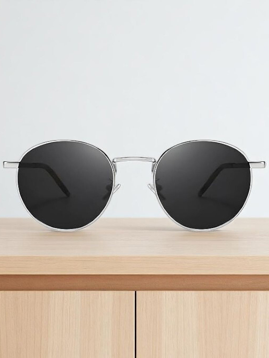 SPADEACES Unisex UV Protected Lens Round Sunglasses SILVER BLACK PENTO-4