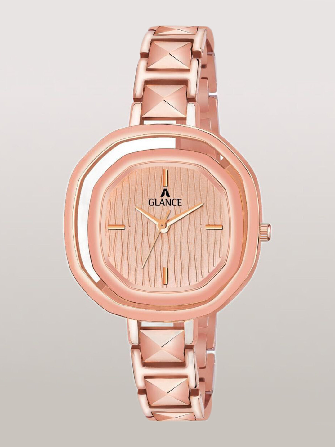 Aglance Unisex Dial & Bracelet Style Straps Analogue Watch JK_64AG6201-Rose Gold_rl119