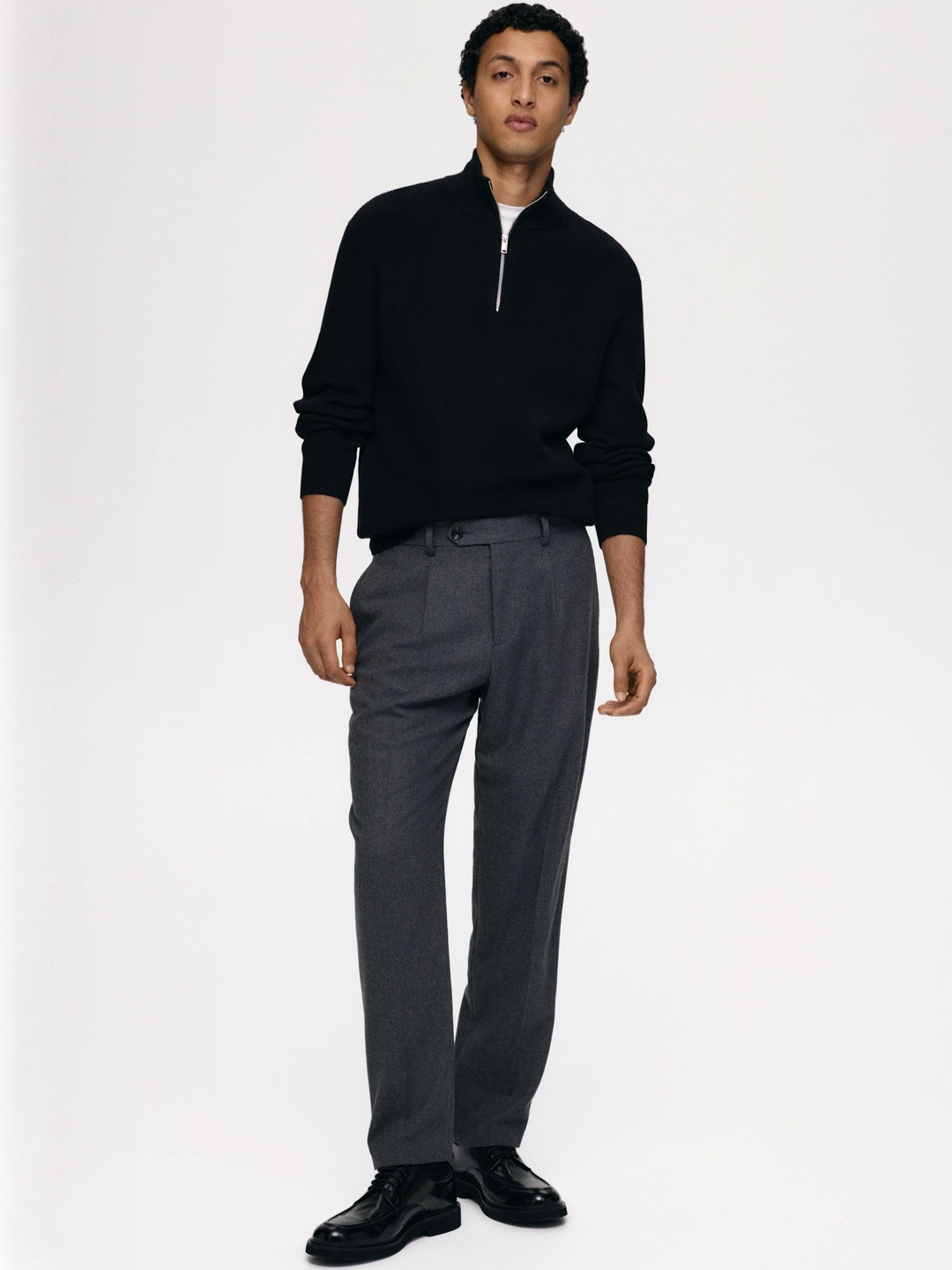 H&M Men Regular Fit Wool-Blend Suit Trousers