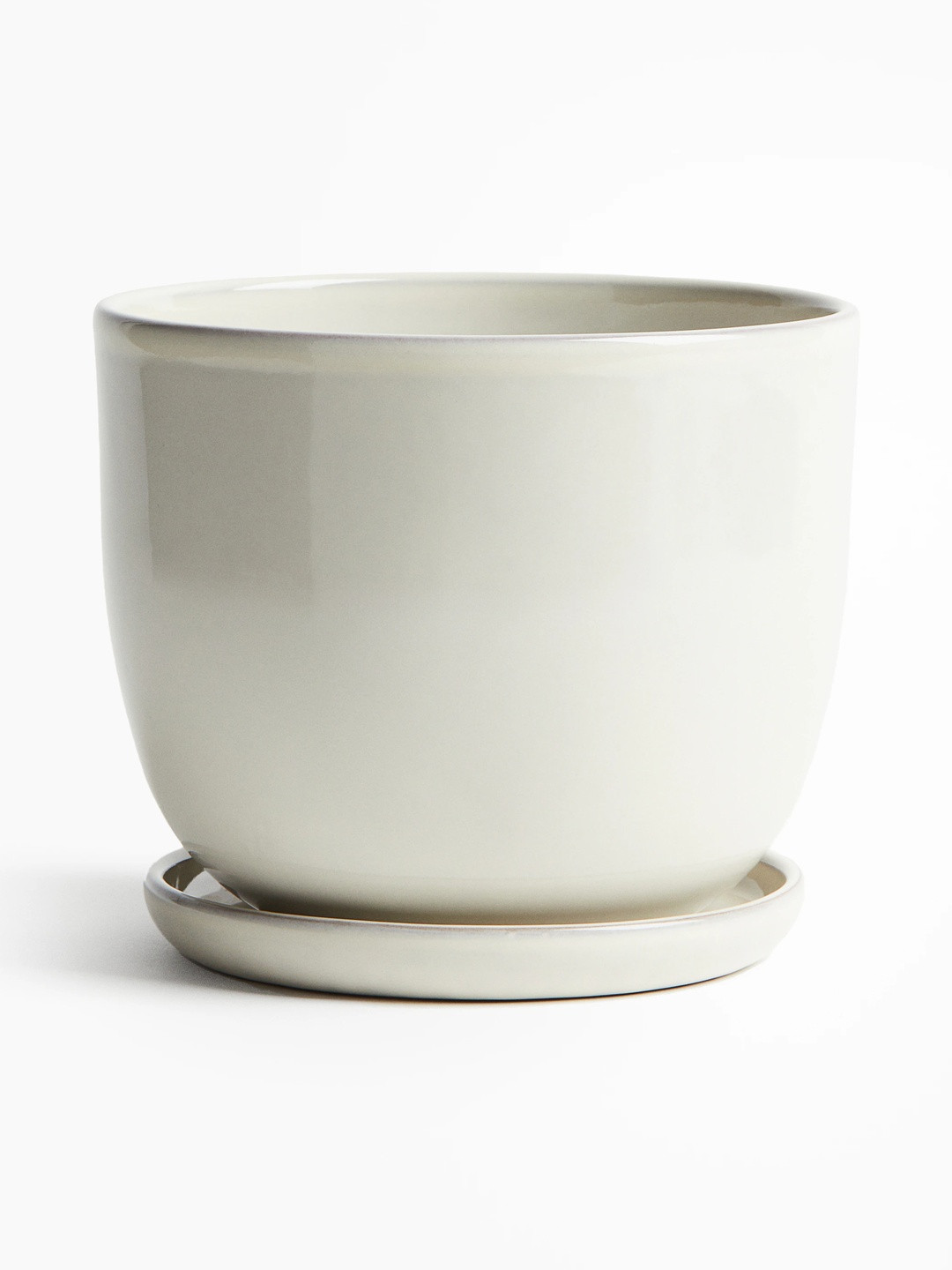 H&M White Terracotta Plant Pot And Saucer