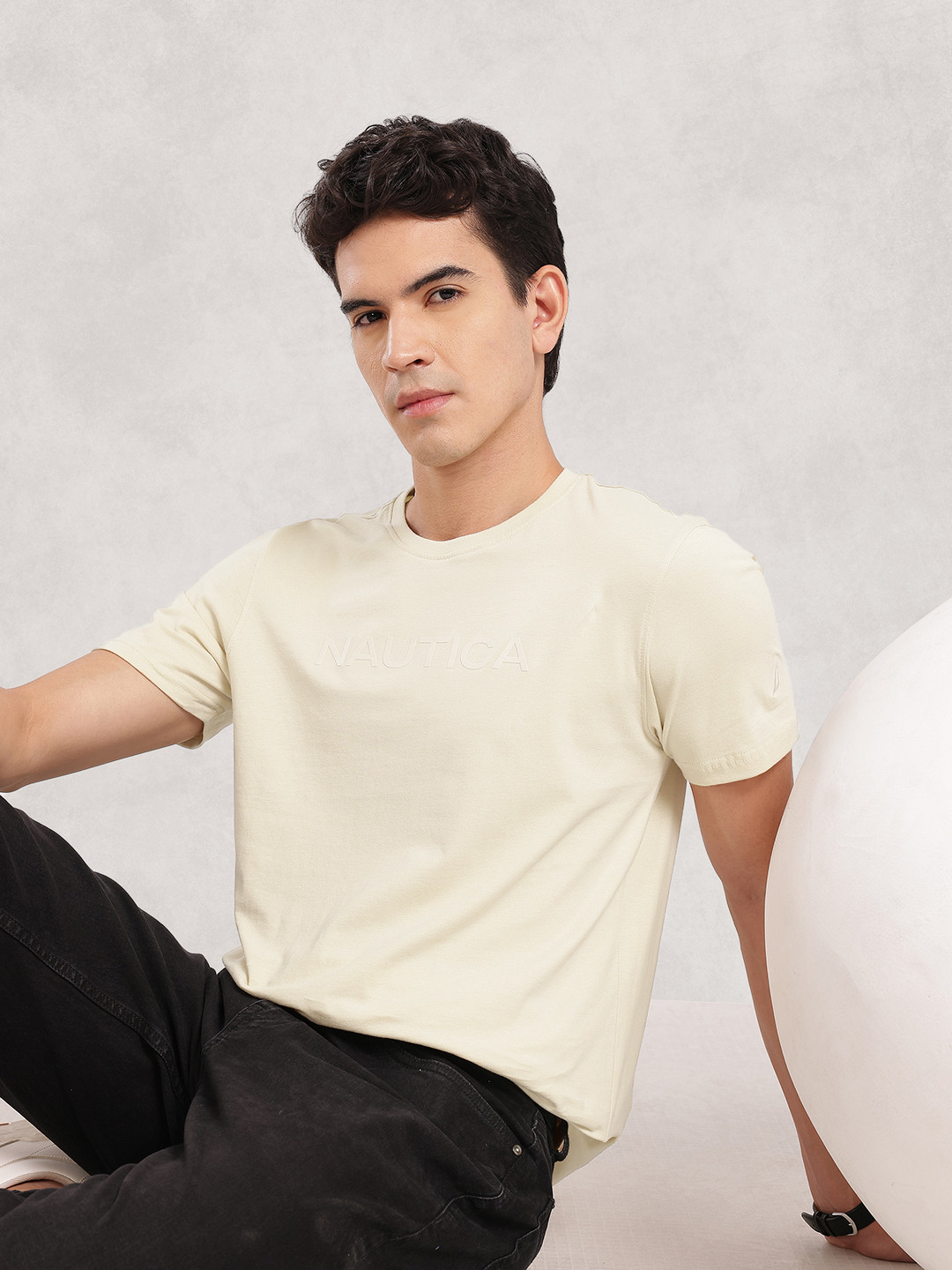 Nautica Brand Logo Printed Applique T-shirt
