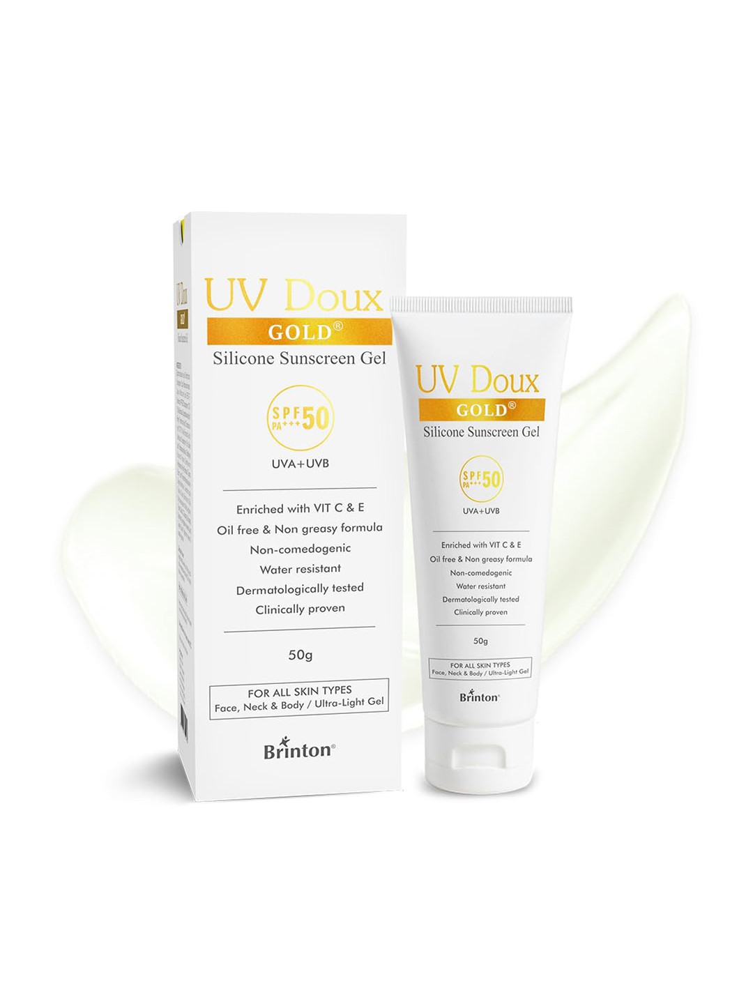 Brinton UV Doux Gold Silicone Sunscreen Gel SPF 50 PA+++ - 50g