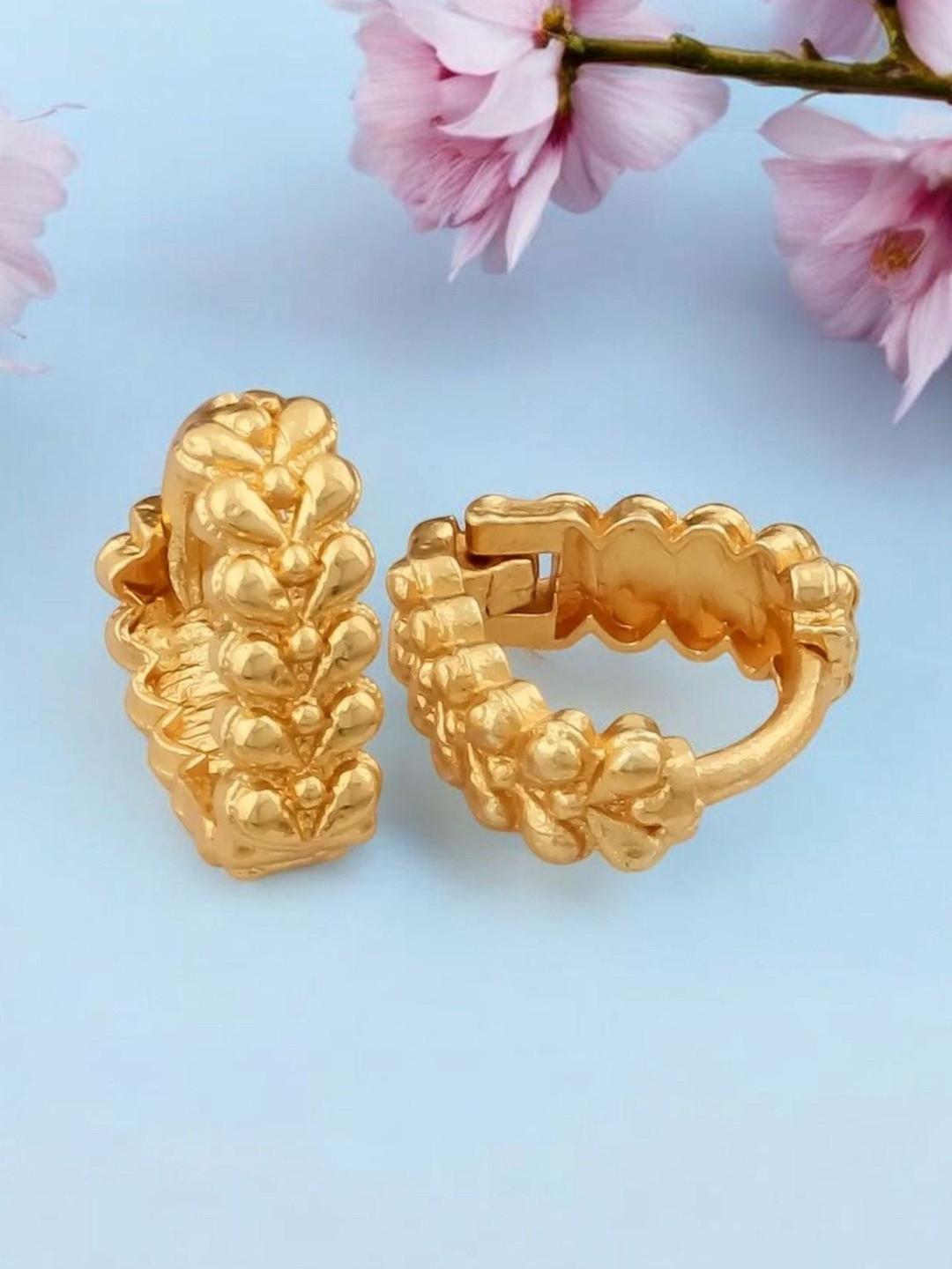 SHREE KRISHNA SHOPPING  Unisex Gold-Plated Brass Hoof Earrings With Lever Back Closure