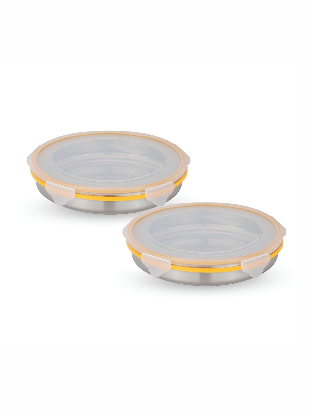 STEELLOCK Yellow 2 Pieces Stainless Steel Air Tight Canister Container 1L With Lid