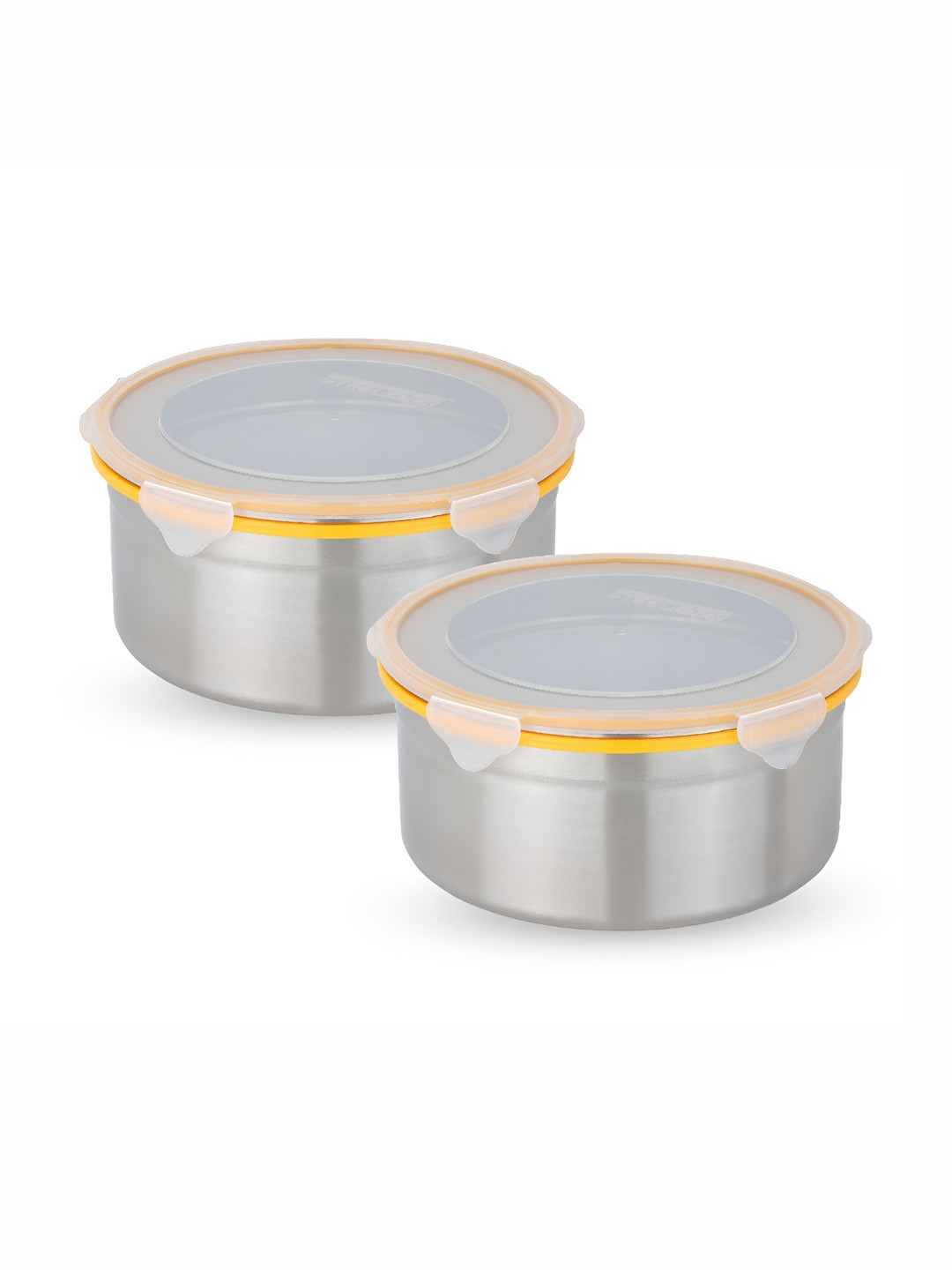 STEELLOCK Yellow 2 Pieces Stainless Steel Air Tight Canister Container 3L With Lid