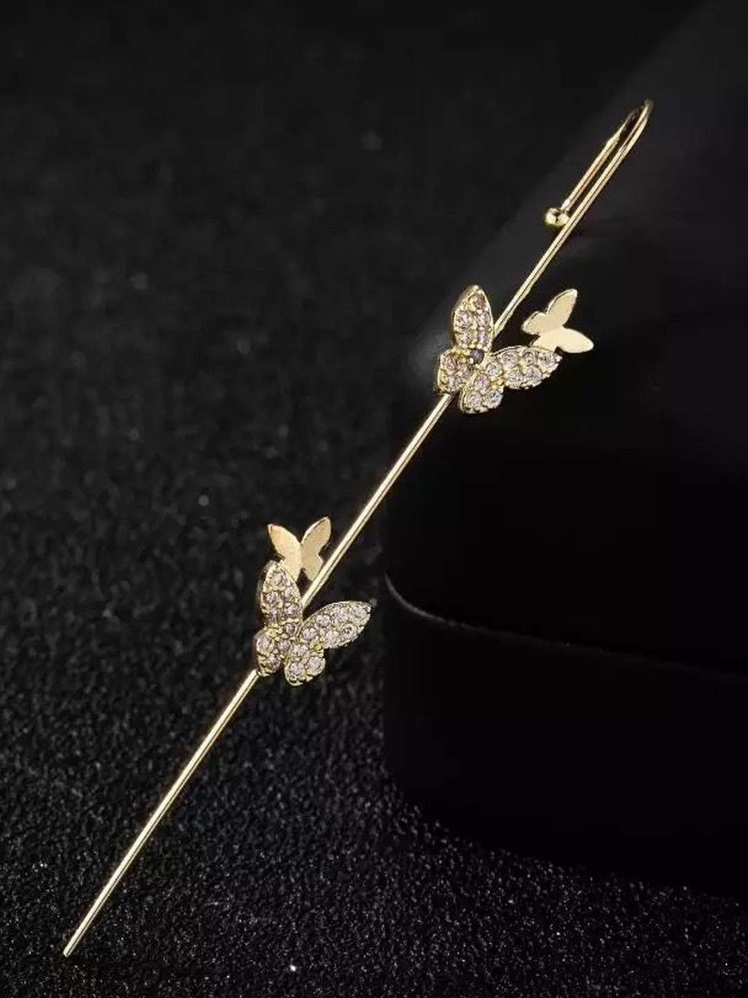 Zaphariq Gold-Plated Cubic Zirconia Butterfly Ear Cuffs