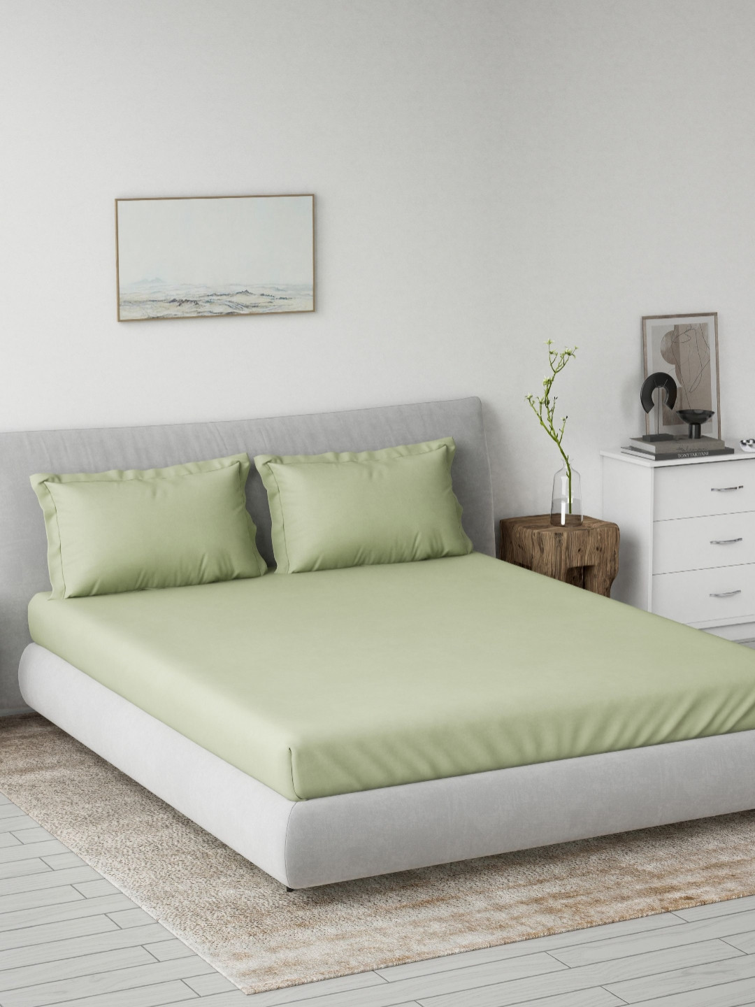 DDecor Spectrum Green 180 TC Cotton King Bedsheet Set 1.82 m X 1.98 m