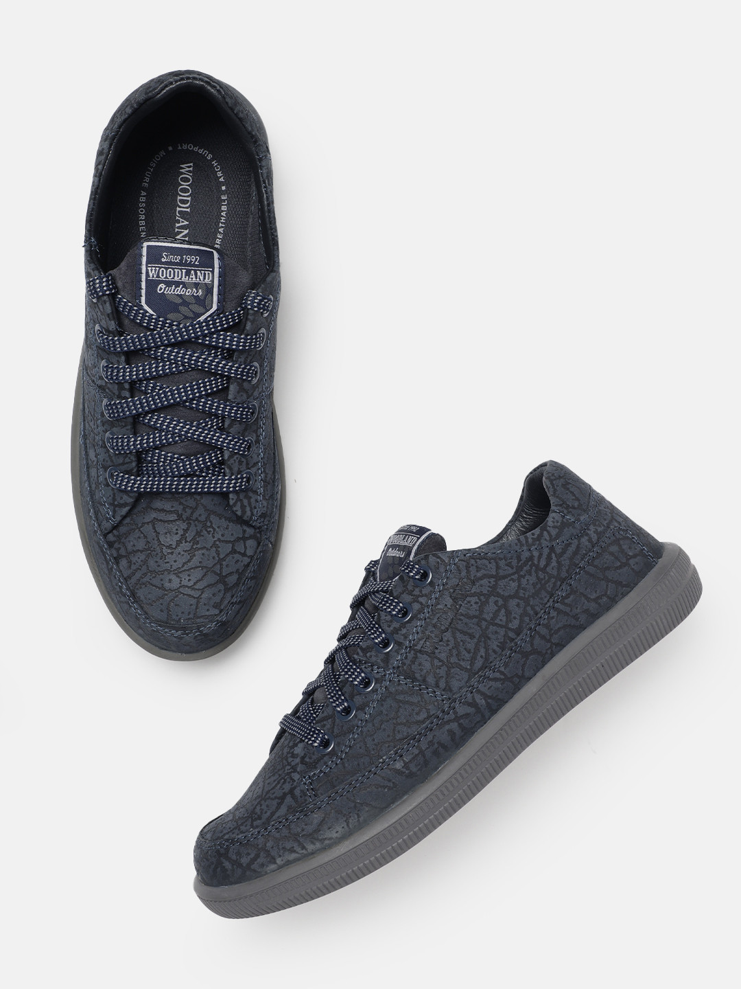 Woodland Men Textured Nubuck Sneakers