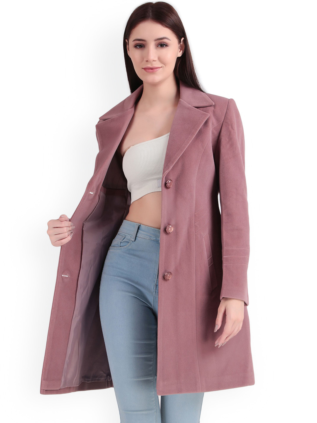 Brazo Women Single Breasted Long Overcoat
