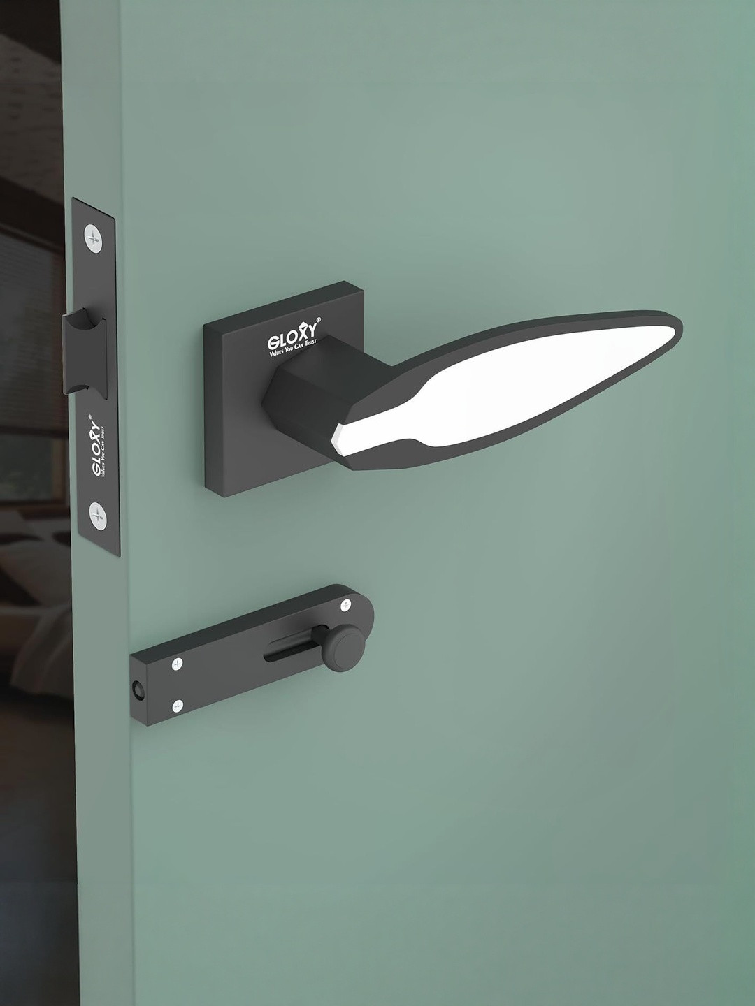 GLOXY Black & White Durable Gold Mortise Door Lock