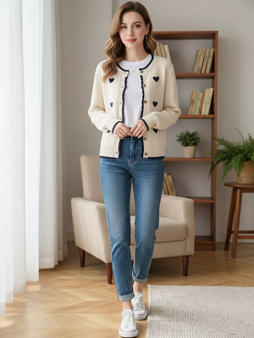 HERE&NOW Women Heart Detail Cardigan