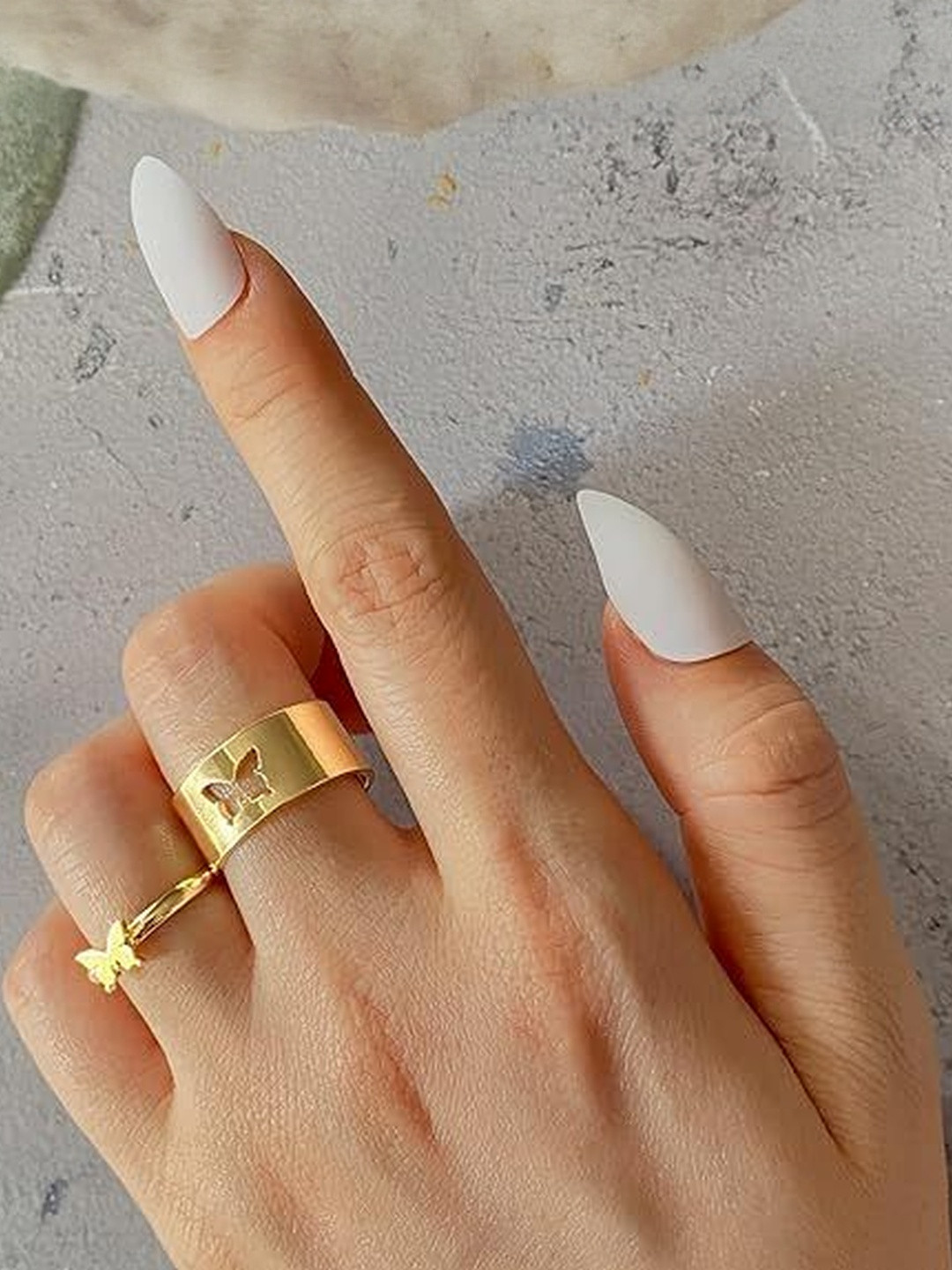 TheVineGirl Unisex Golden Butterfly Matching Love Couple Rings