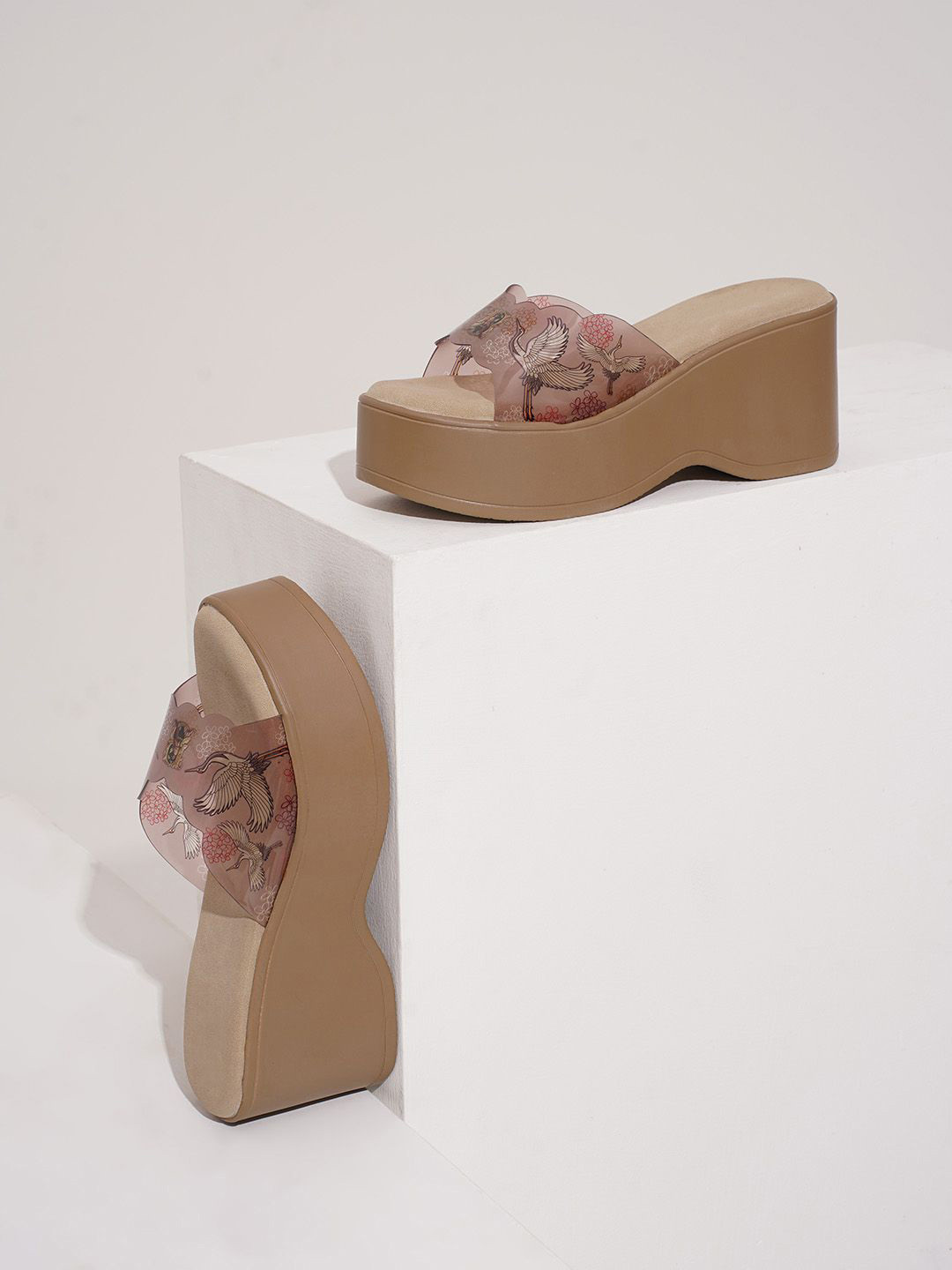 Froh Feet Printed Transparent Platform Sandals