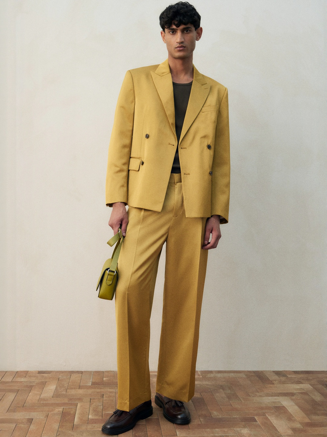 H&M Men Regular Fit Satin Suit Trousers