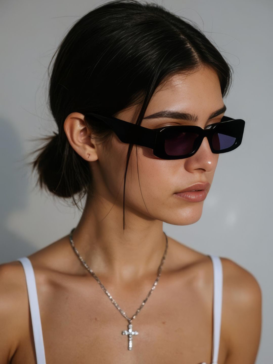Ted Smith Unisex Rectangle Black Sunglasses With UV Protected Lenses