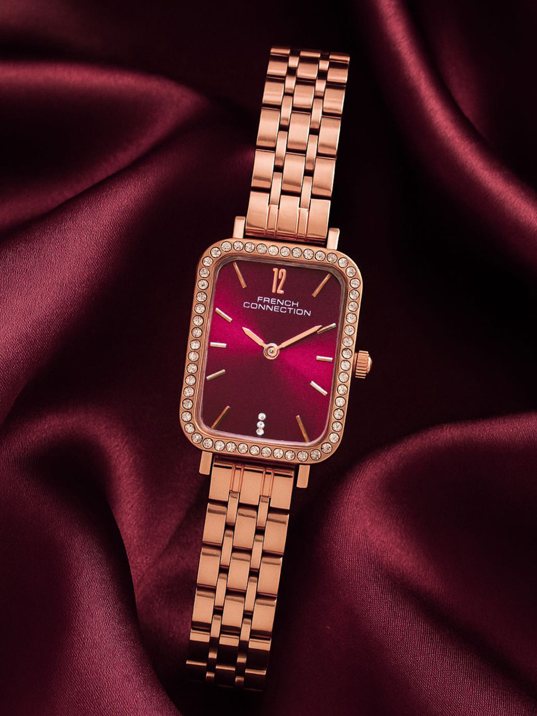 French Connection Women Rectangular Dial & Bracelet Style Straps Analogue Watch FCN0151RGM