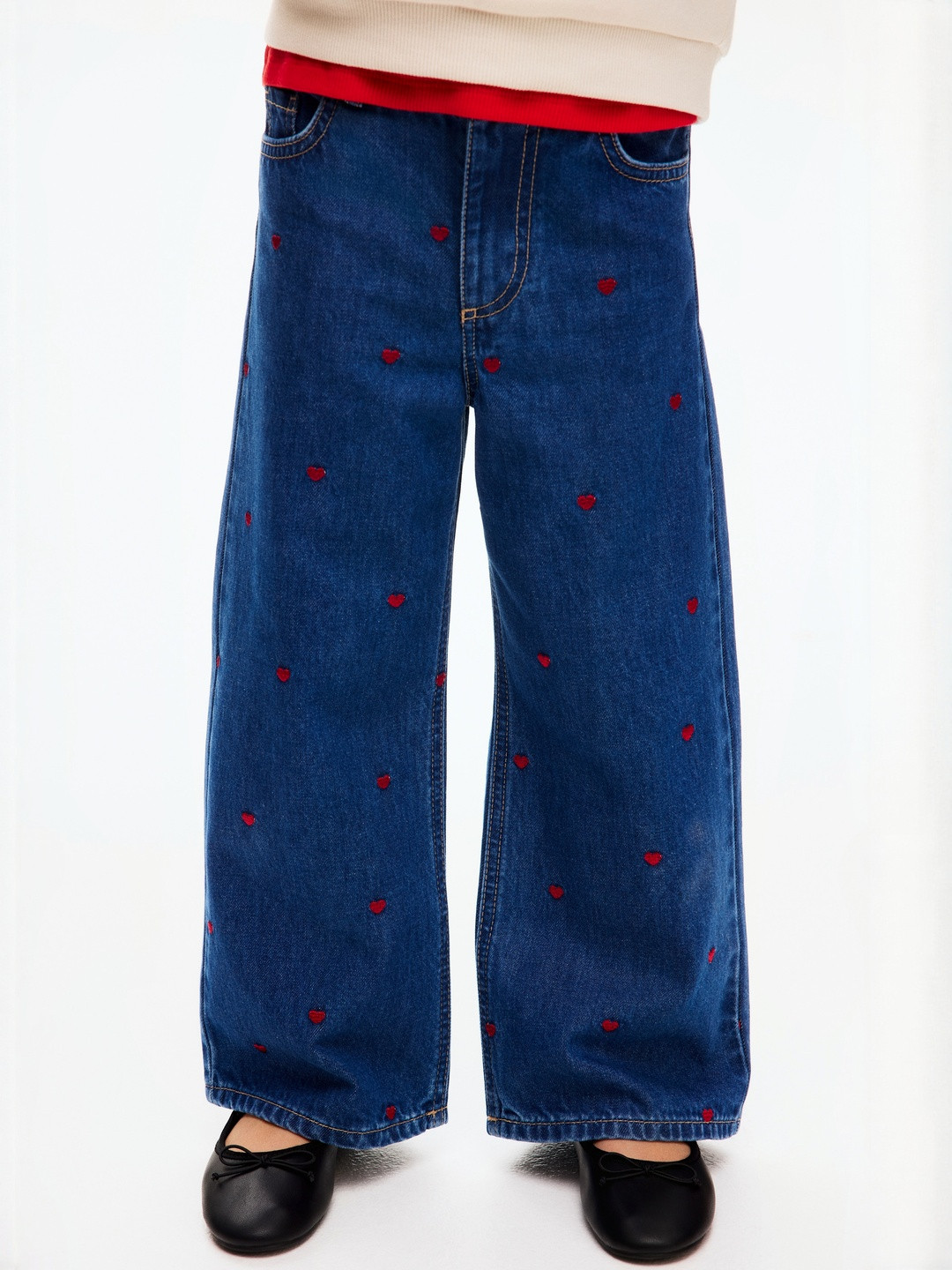 H&M Motif-Detail Wide Leg Jeans