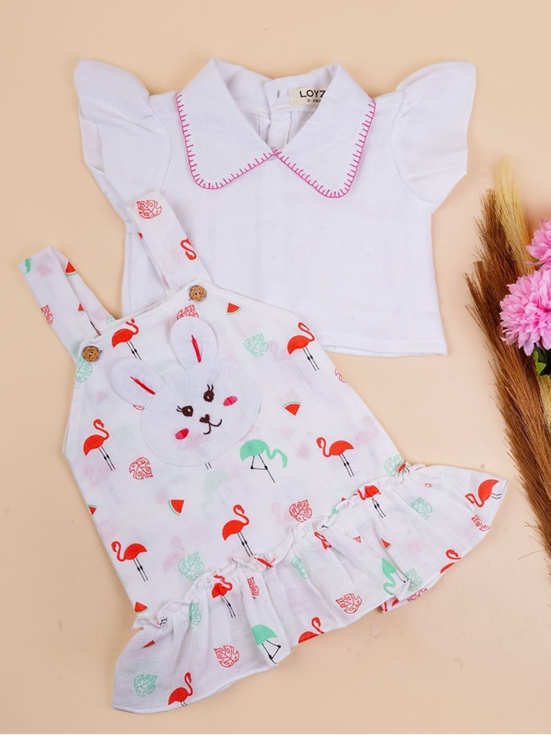 LOYZO-LOYAL TO JOY Girls Cotton Dungarees