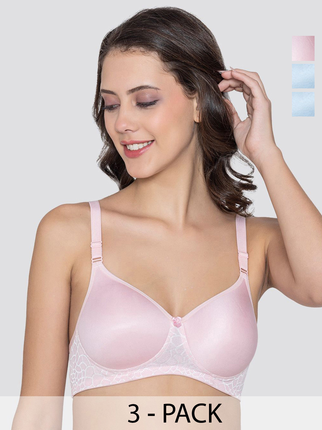 Kalyani Crown Pack of 3 Subtle Glam Lightly Padded Seamless T-Shirt Bras