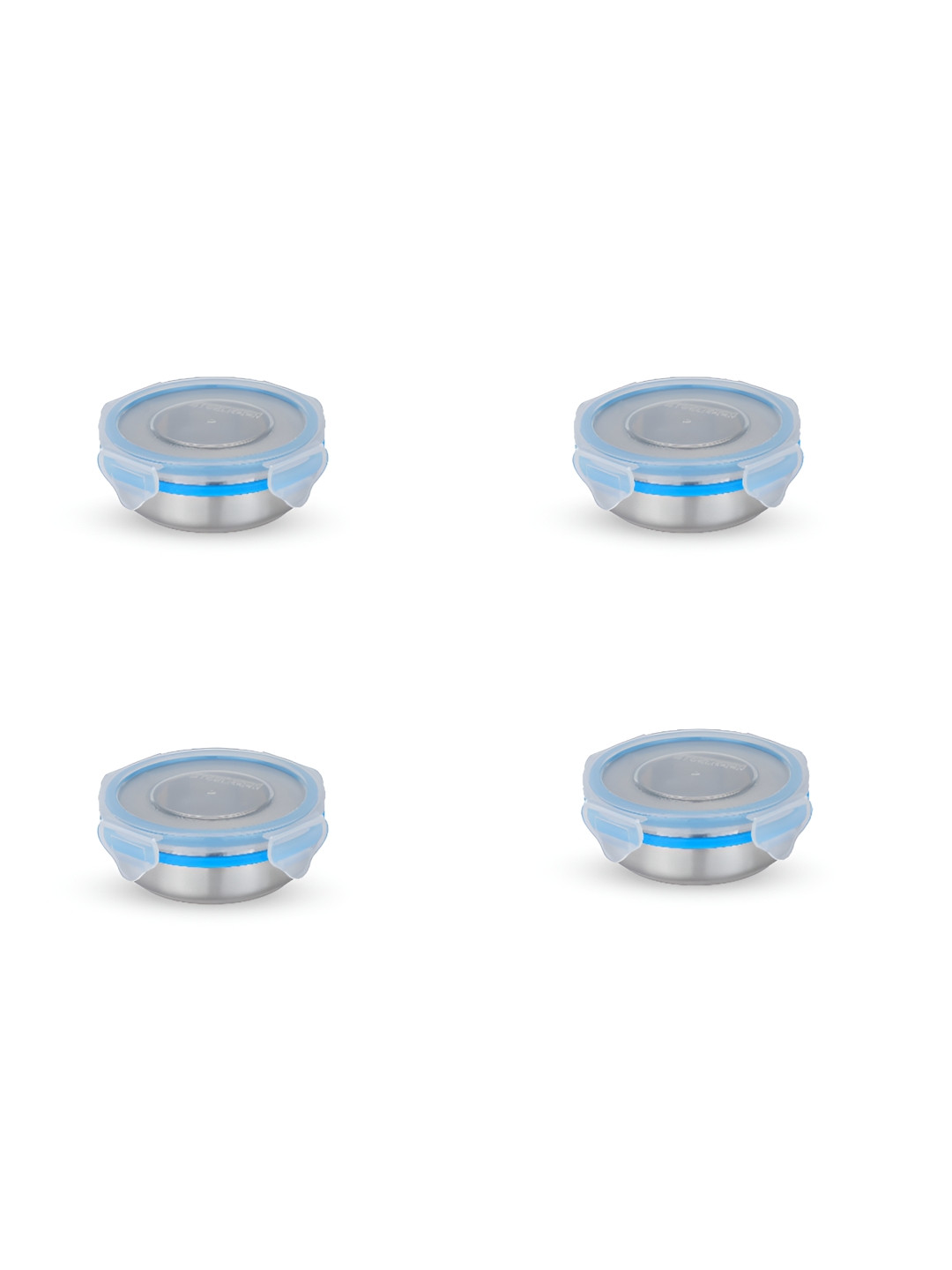 STEELLOCK Blue & Silver Toned 4 Pieces Stainless Steel Airtight Lunch Box 150ml