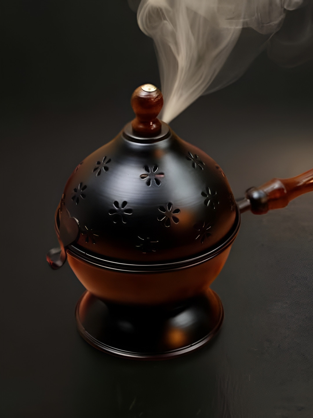 Heaven Decor Black & Brown Sambrani Loban Burner With Handle