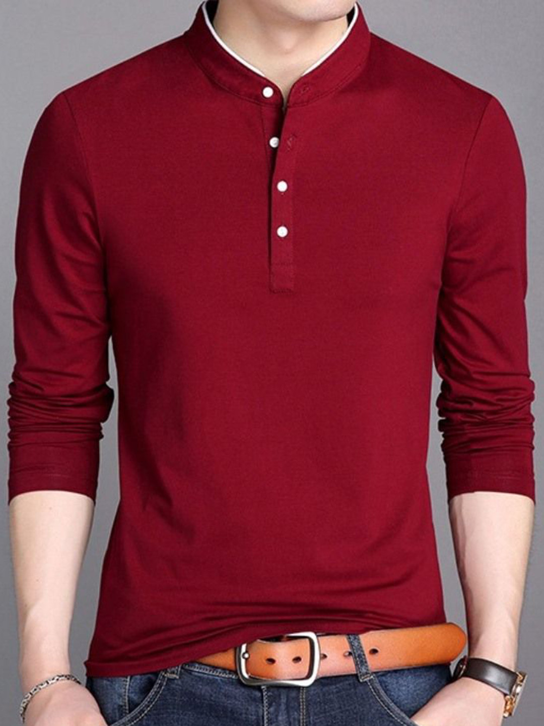 StyleCast Men Mandarin Collar Pullover Sweater