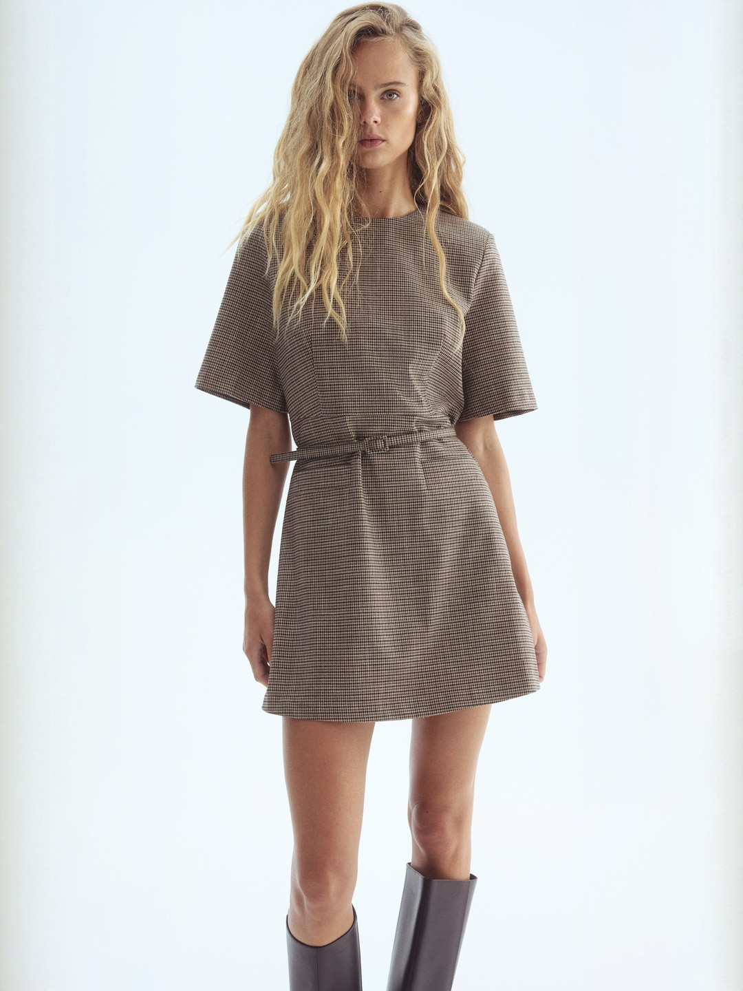 H&M Belted Shoulder-Pad Dress