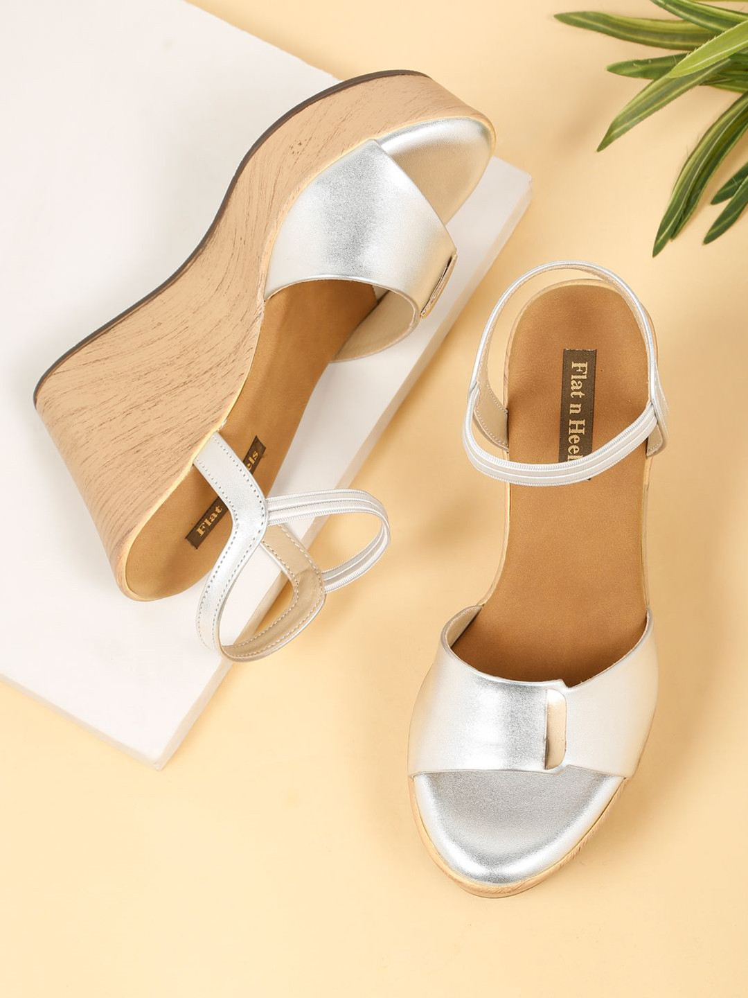 Flat n Heels Wedge Sandals with Buckles Heels