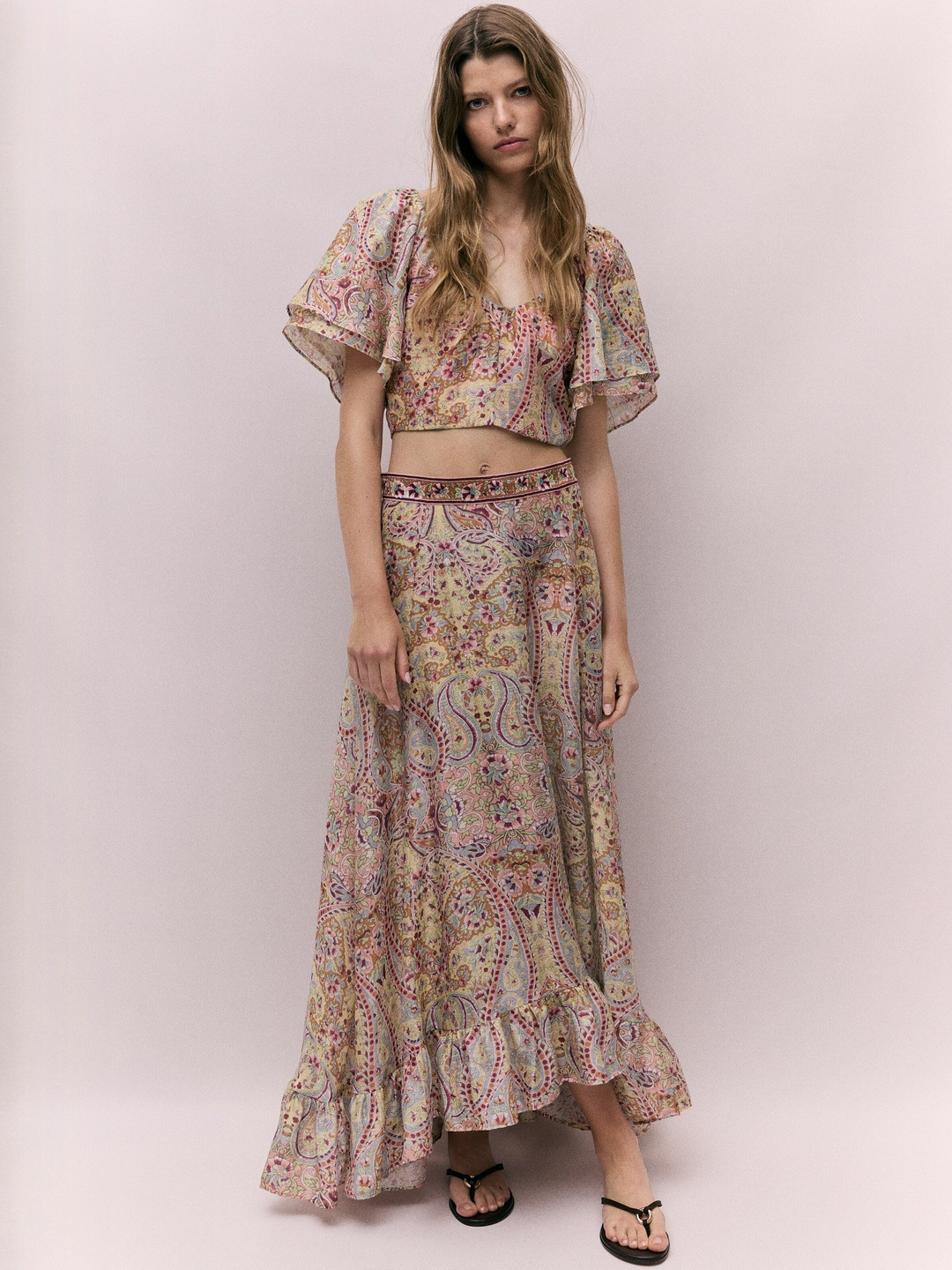 H&M Cropped Linen-Blend Top