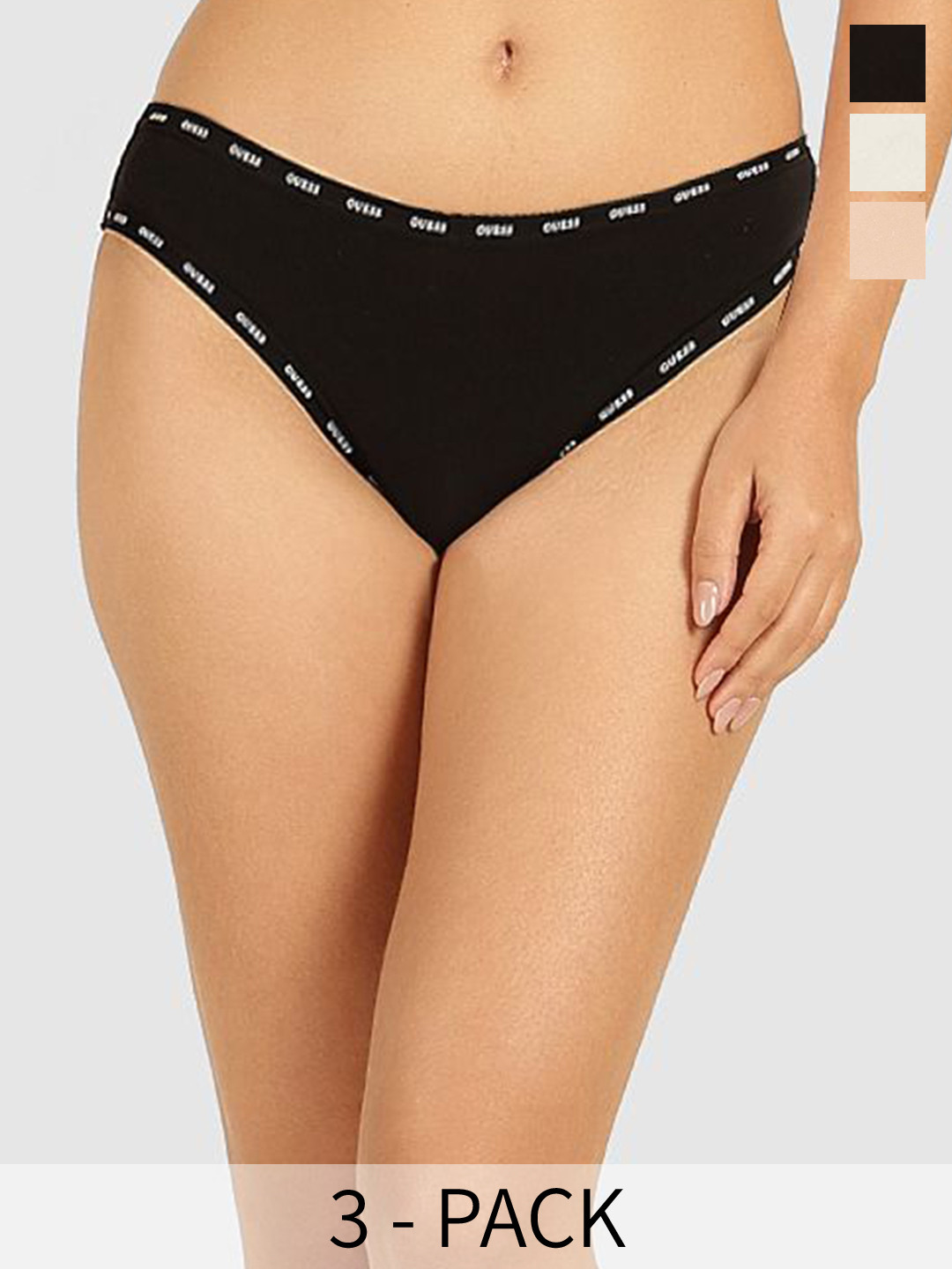 GUESS Women Pack of 3 Cotton Low-Rise Hipster Brief