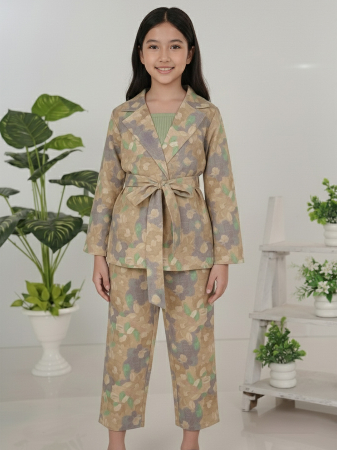 Hikuj Girls 3 Piece Floral Printed Co Ord Set