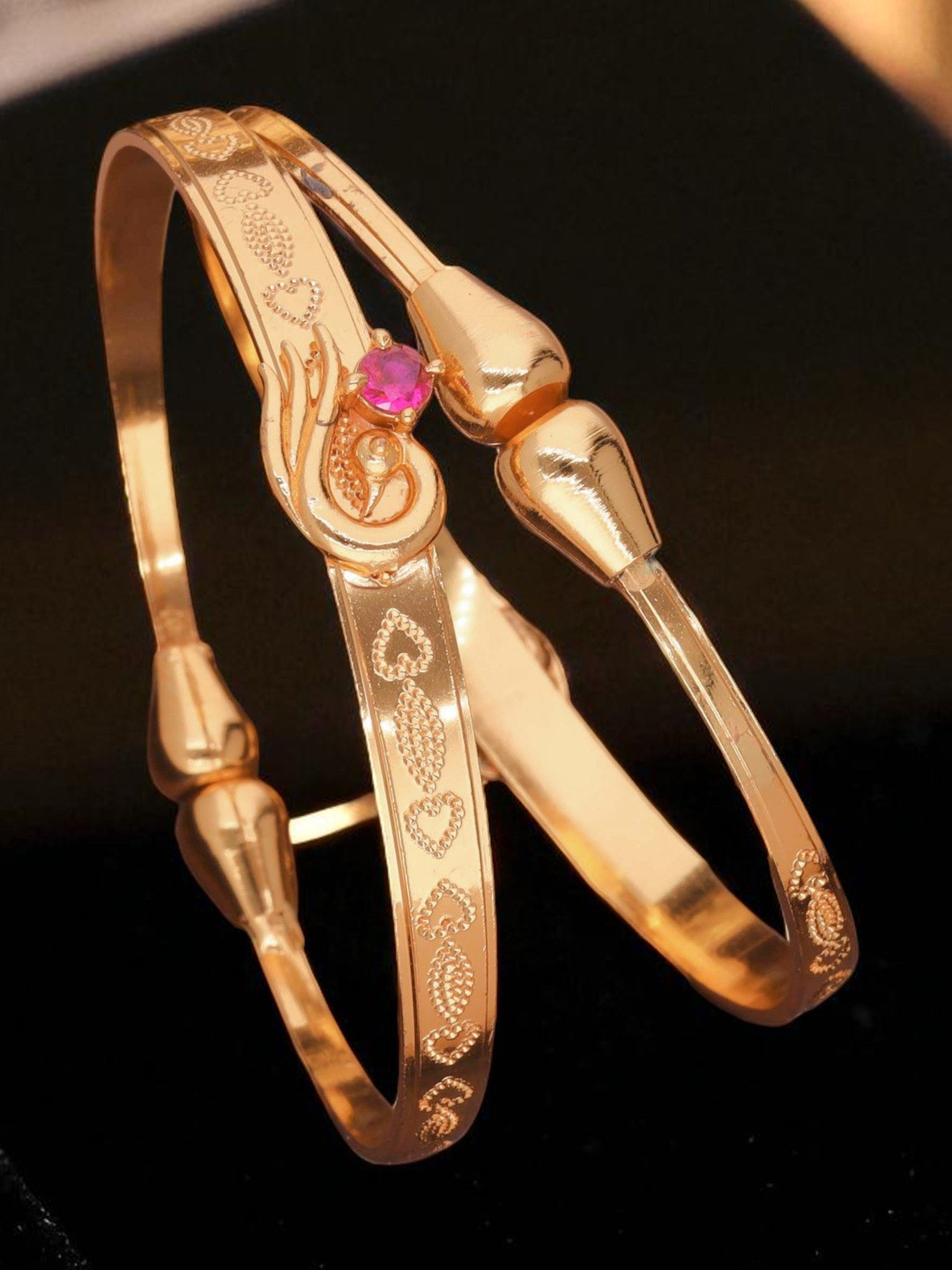 Anouk Pack Of 2 Gold-Plated American Diamonds Adjustable Bangles