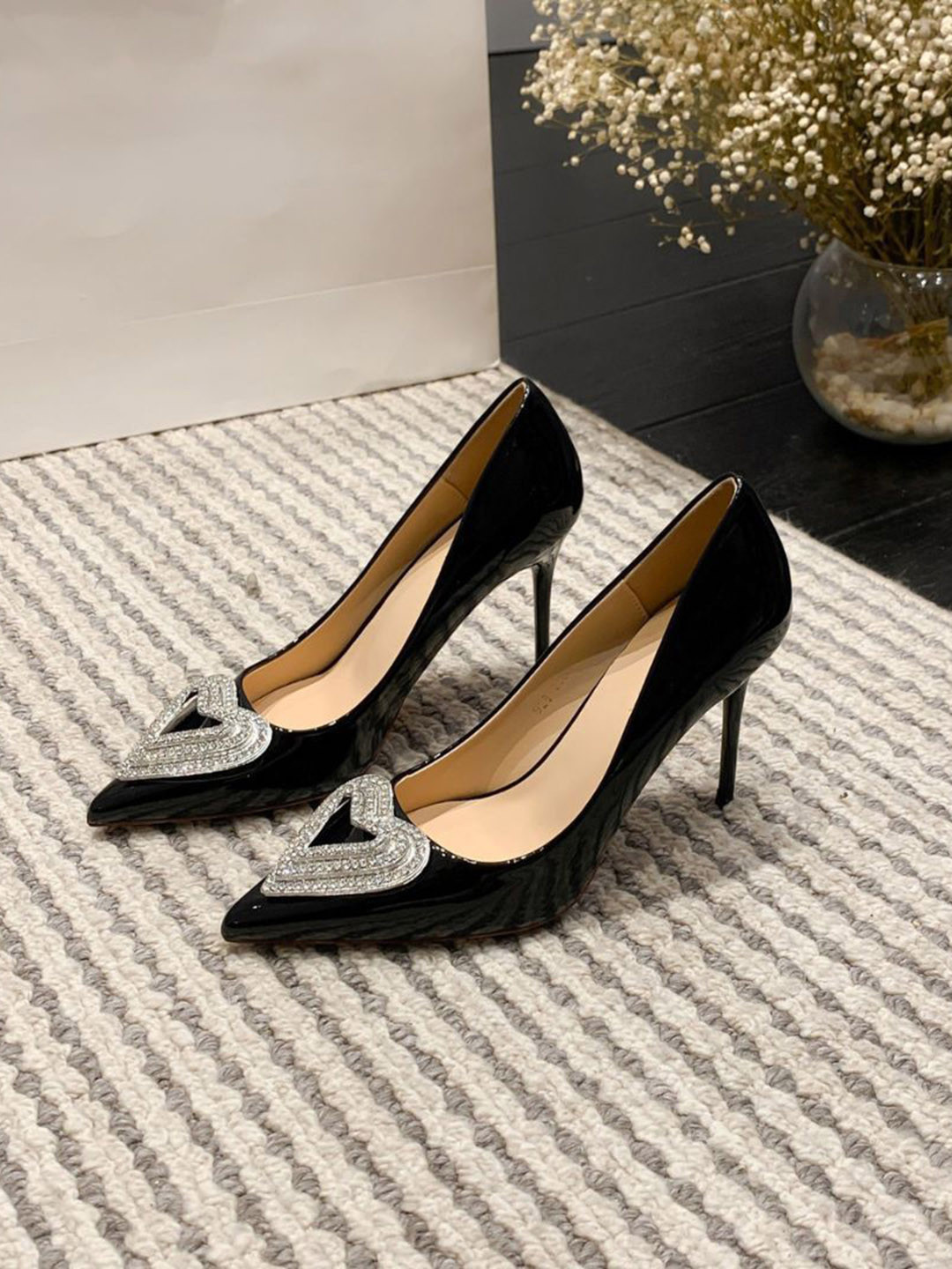 Ozzaro Women Dark Diva Embellished Party Stiletto Peep Toes