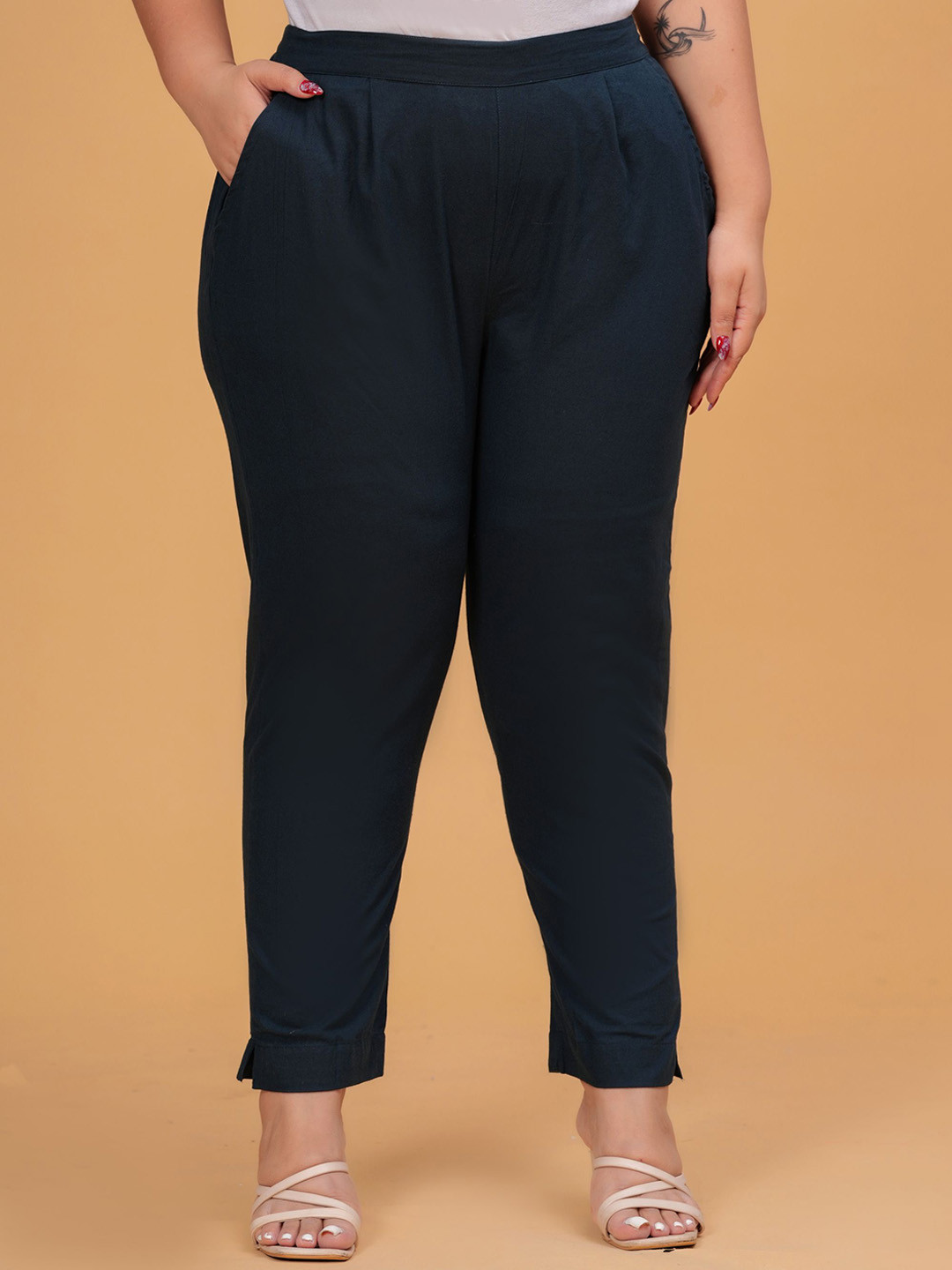 DIGITAL SHOPEE Women Easy Wash Pleated Formal Trousers