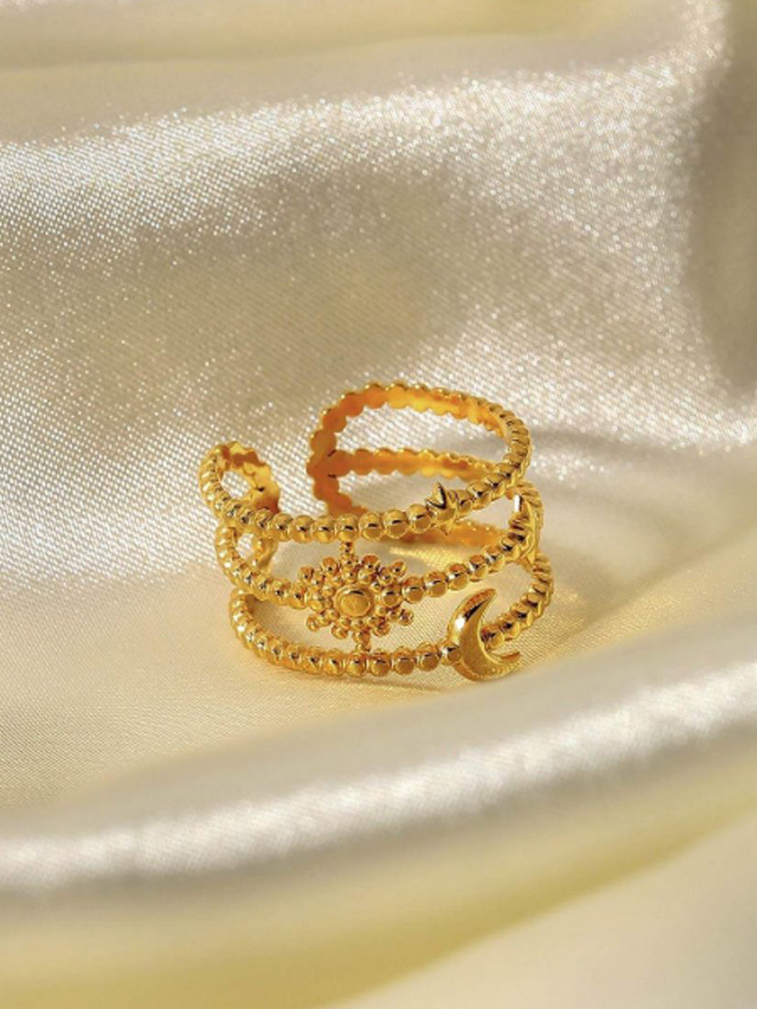 DIMPLERY 18K Gold Plated Stainless Steel Luna Layered Stainless Steel