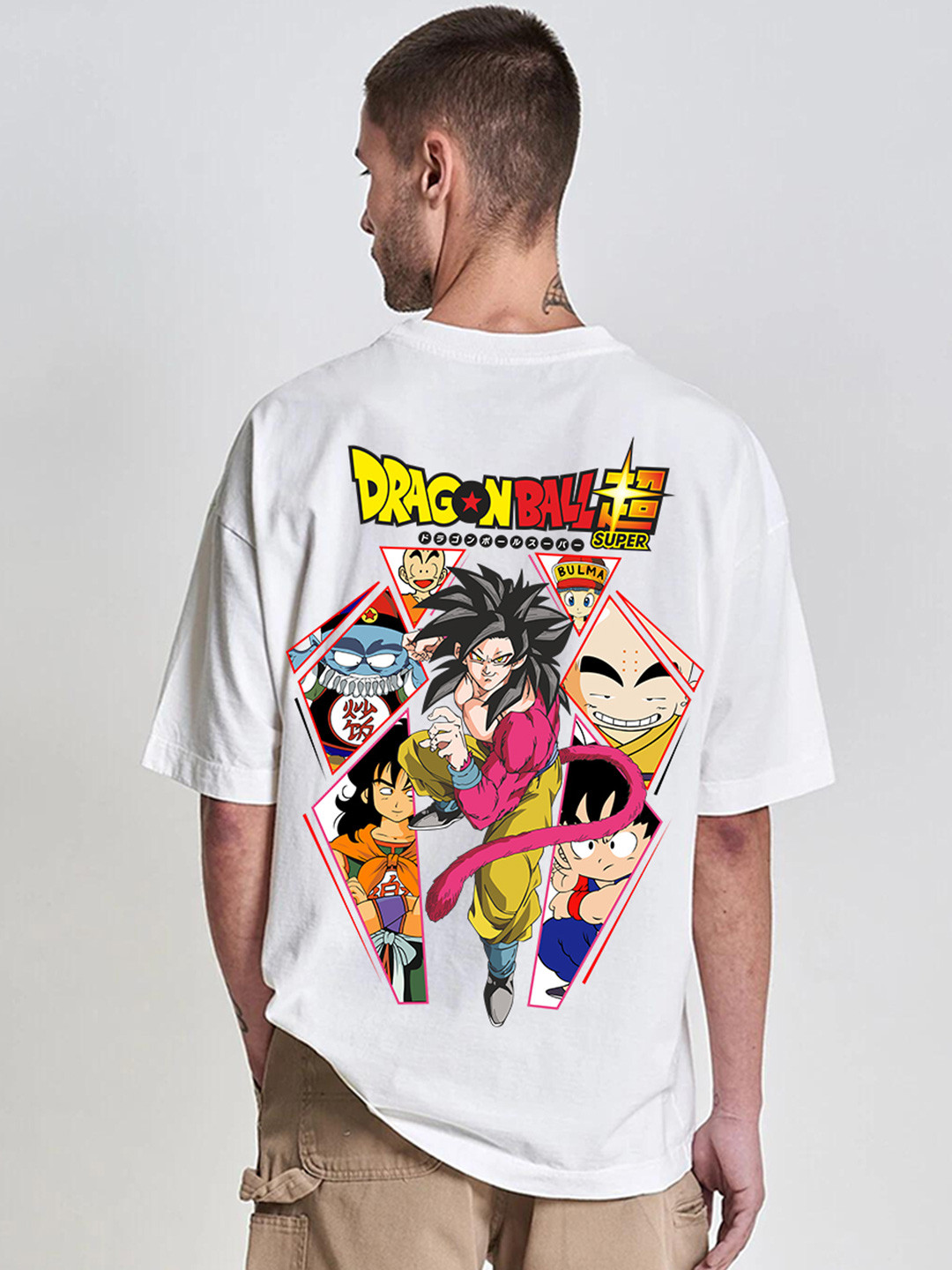 PRONK Dragon Ball Z Printed Drop-Shoulder Sleeves Oversized Pure Cotton Casual T-shirt