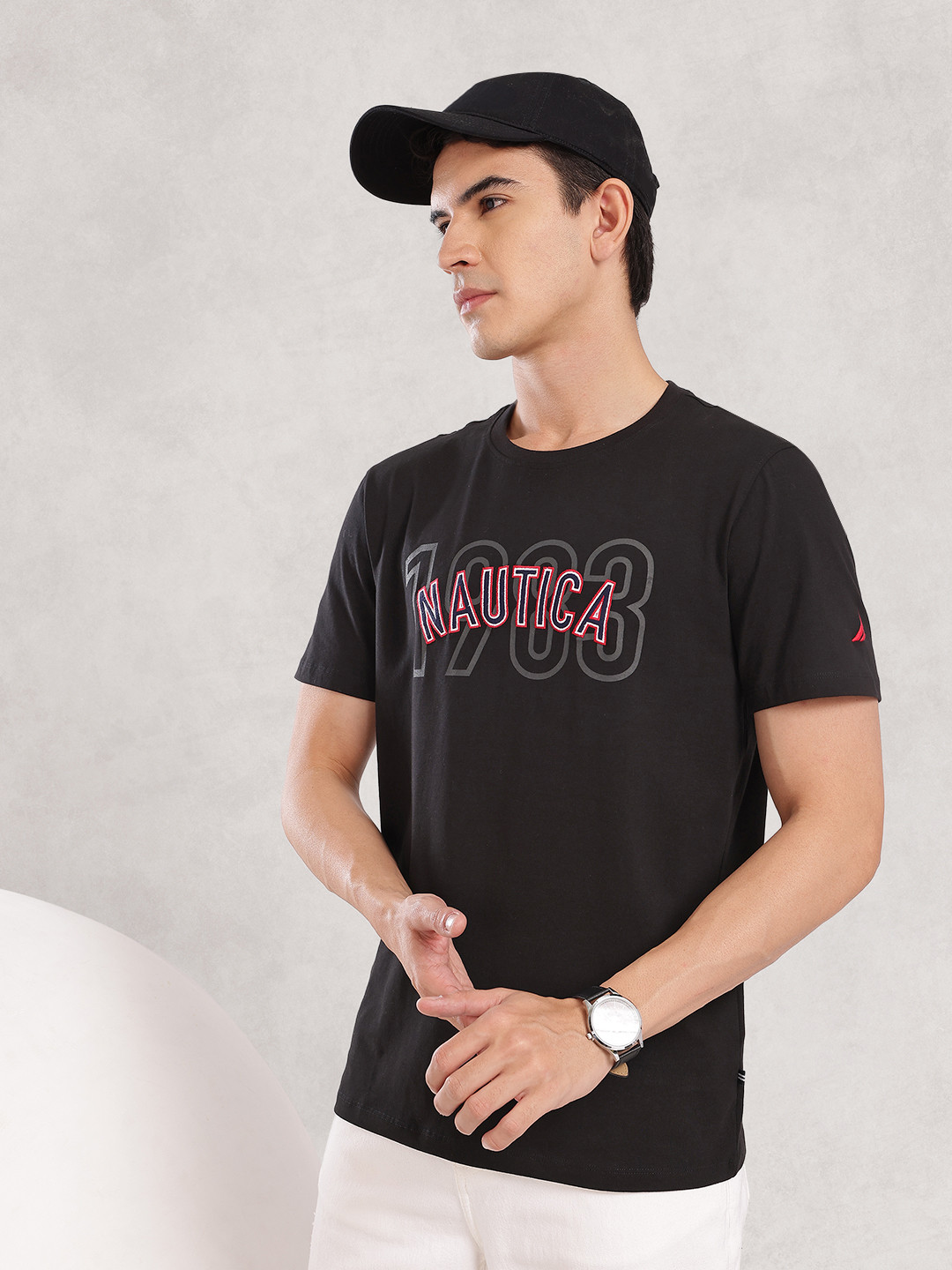 Nautica Brand Logo Applique  T-shirt